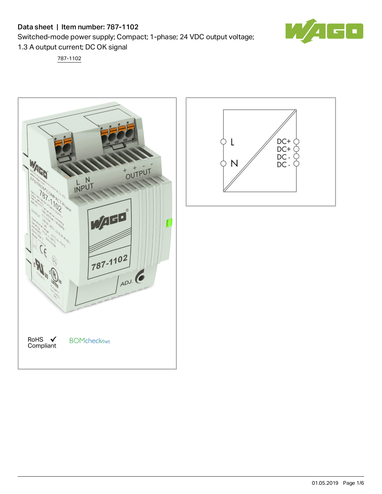 Wago 787-1102 Data Sheet