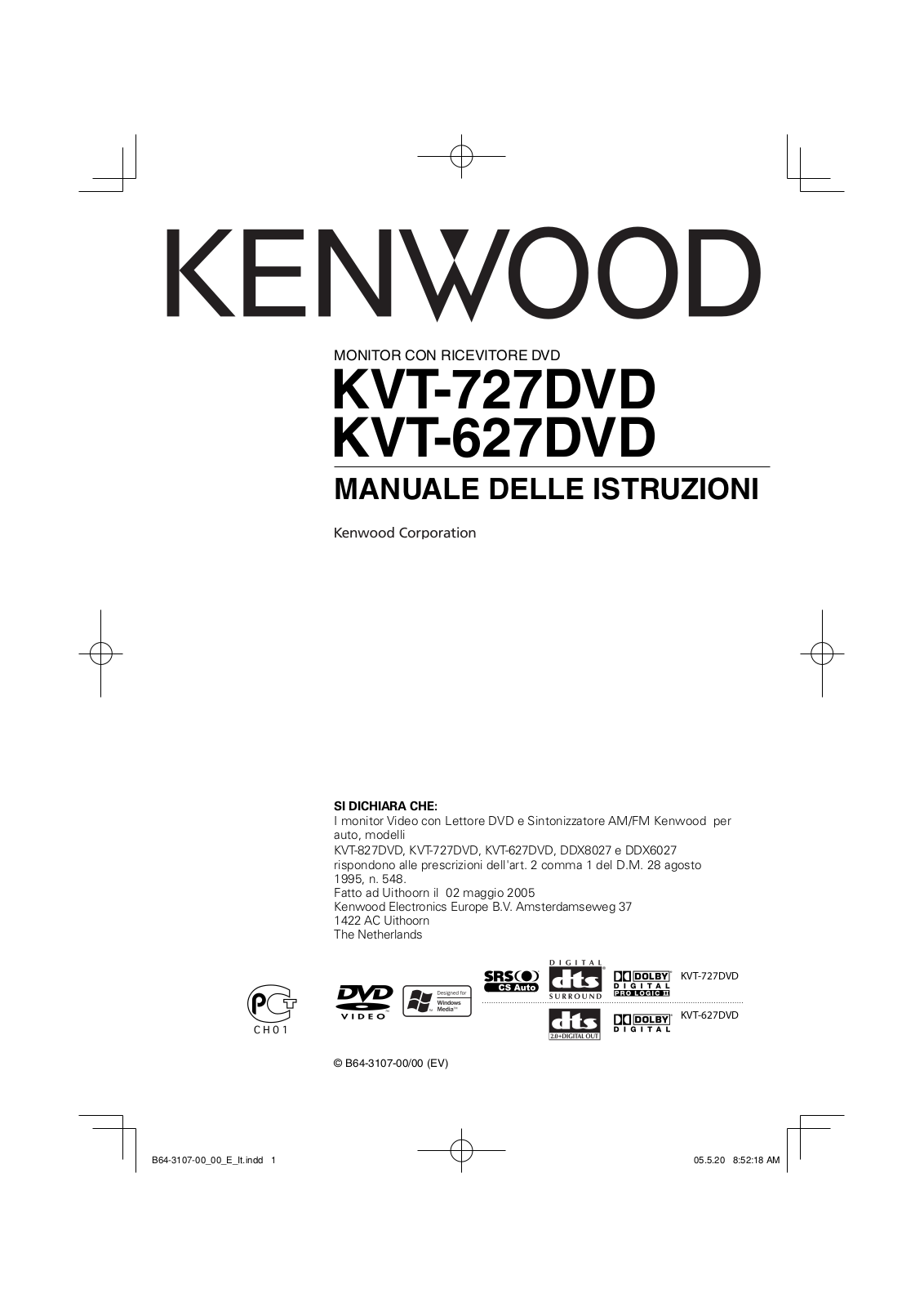 Kenwood KVT-627DVD, KVT-727DVD User Manual