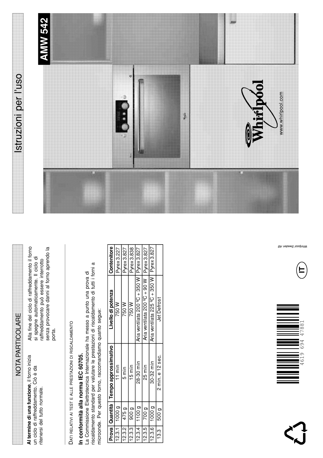 Whirlpool AMW 542 IX User Manual