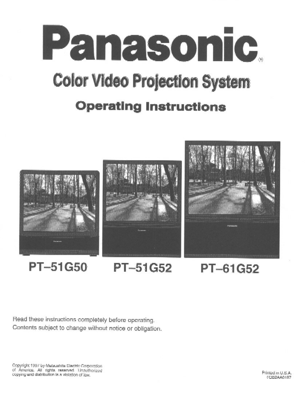 Panasonic pt-51g50 Operation Manual