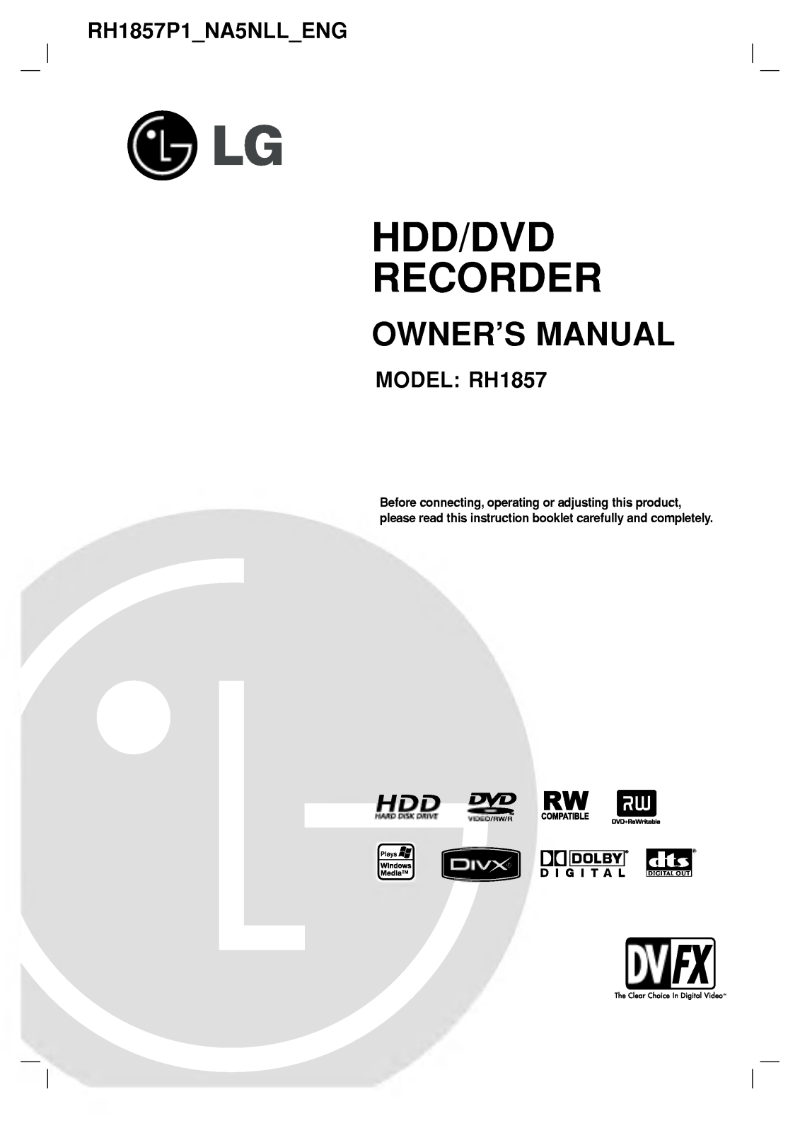LG RH1857P1 Owner’s Manual