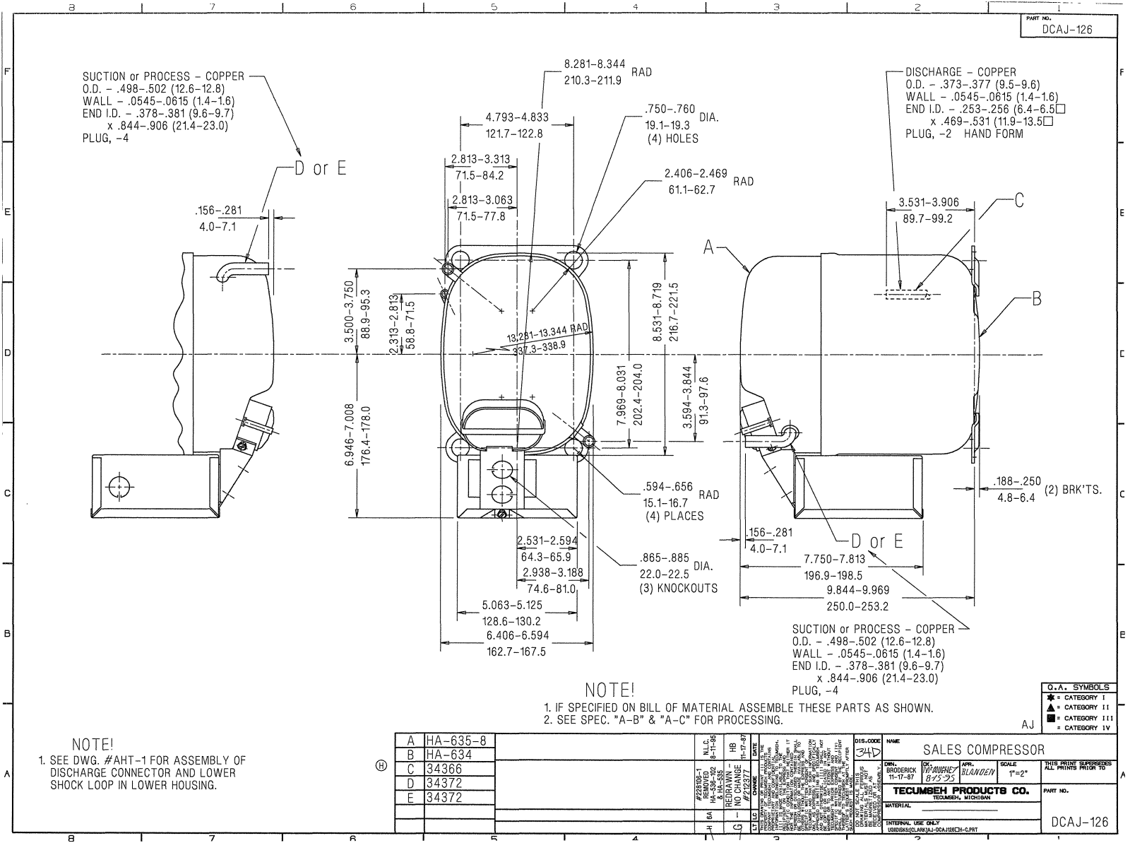 Tecumseh AJA4461AXA Drawing Data