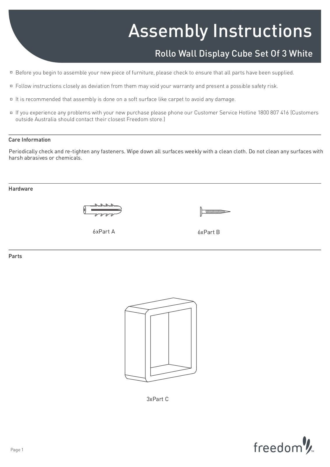 Freedom Rollo Wall Display Assembly Instruction