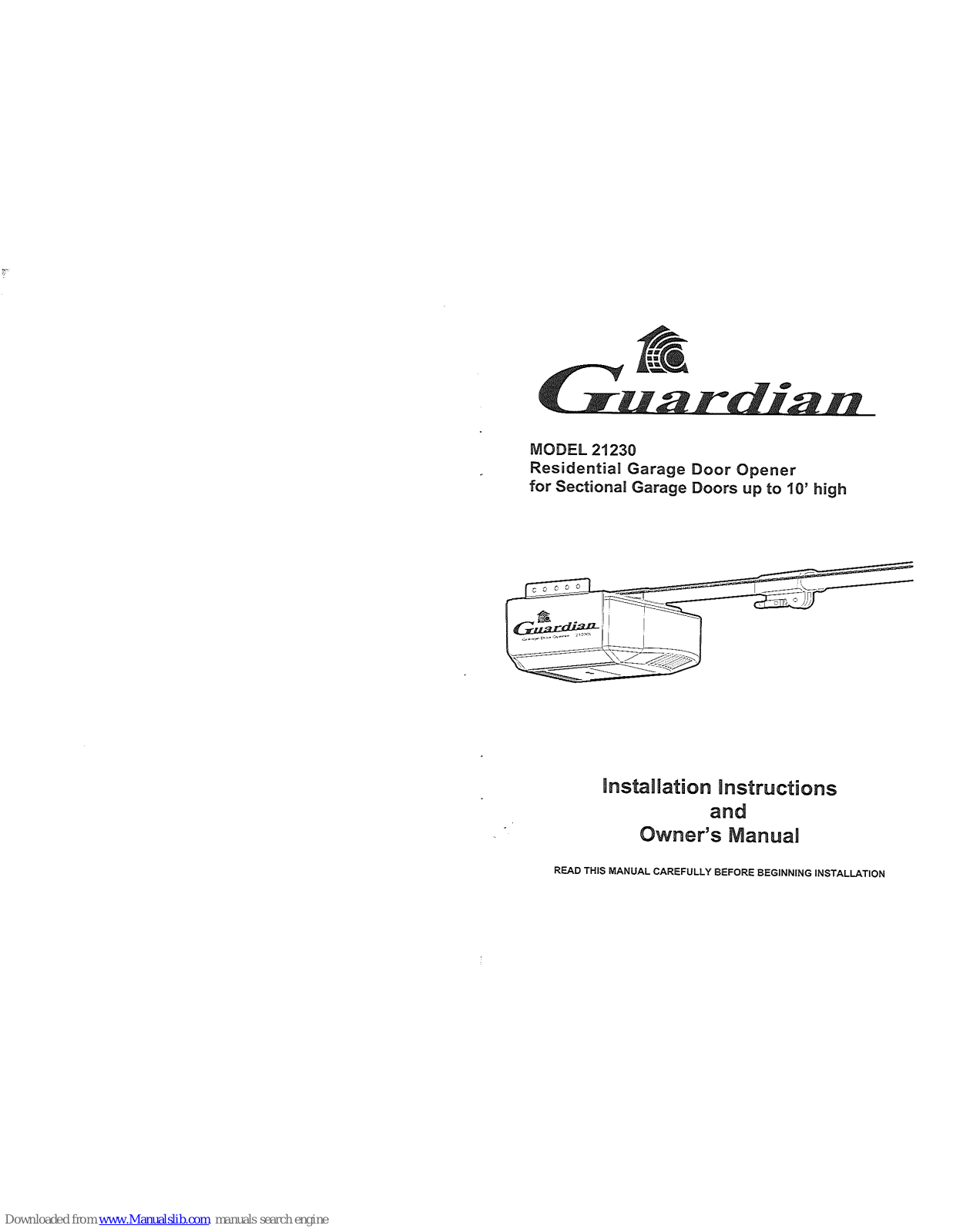 Guardian 21230 Installation Instructions And Owner's Manual