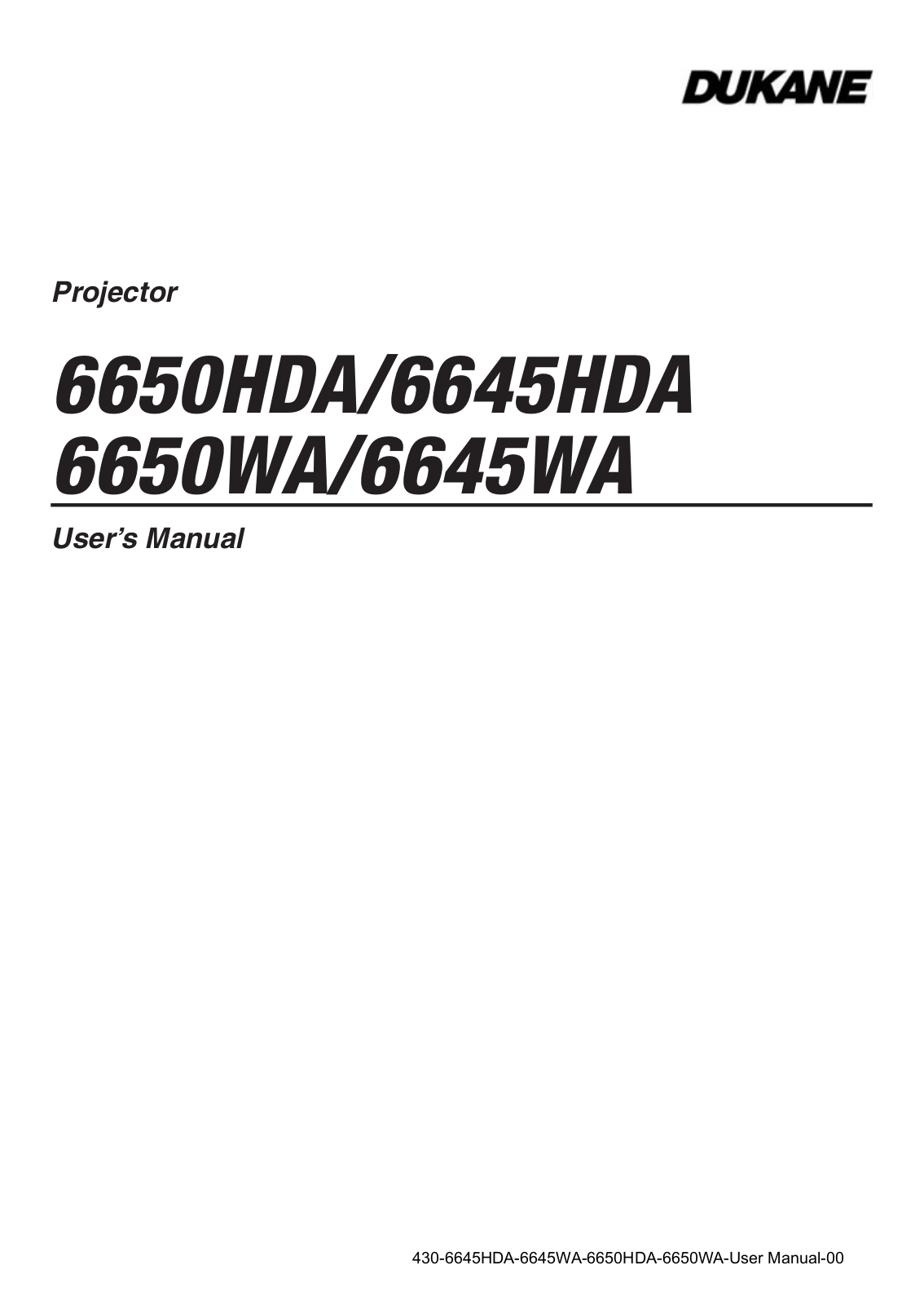 Dukane 6645HDA, 6645WA, 6650HDA, 6650WA User Manual