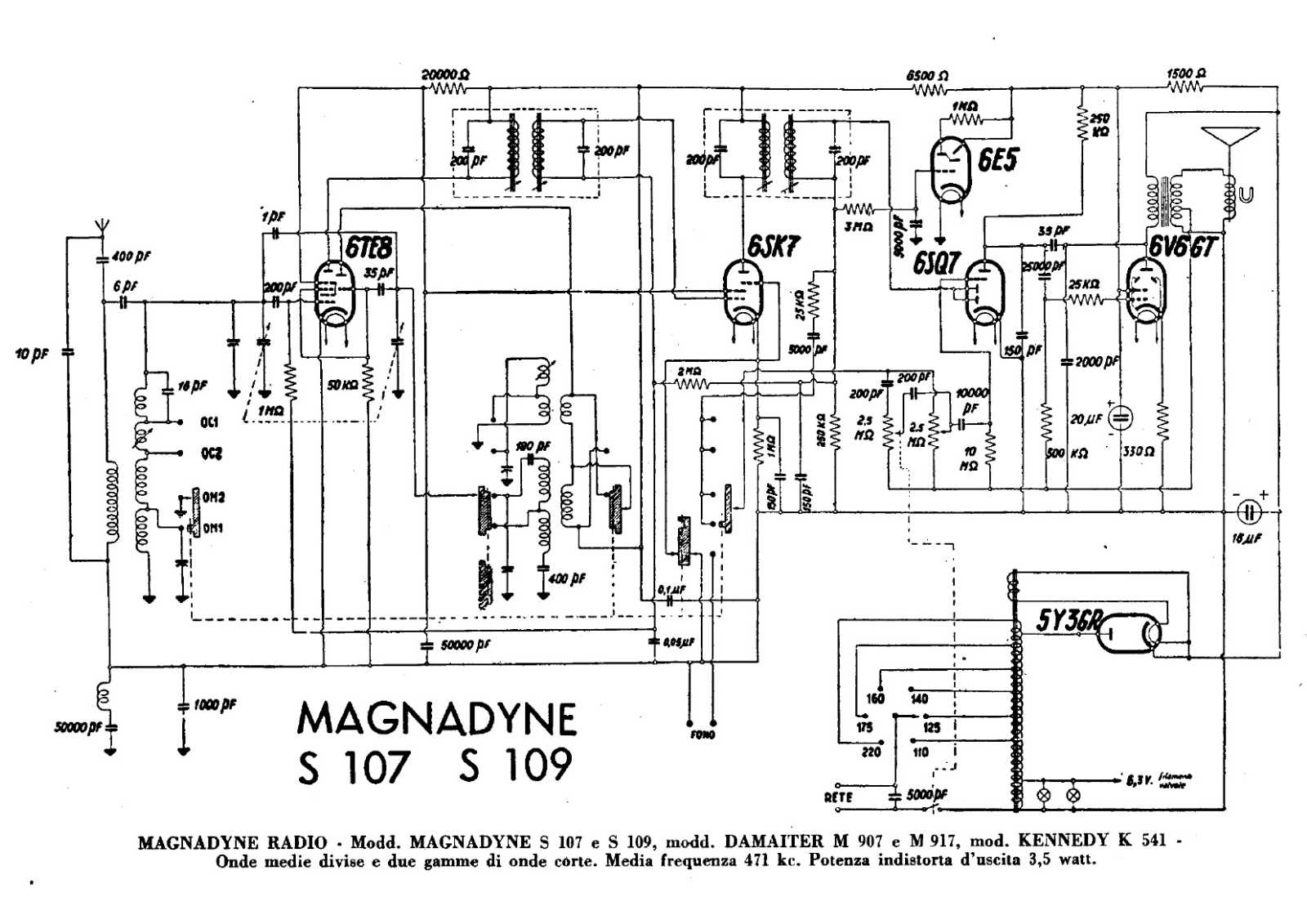 Magnadyne s107, s109, m907, m917 schematic