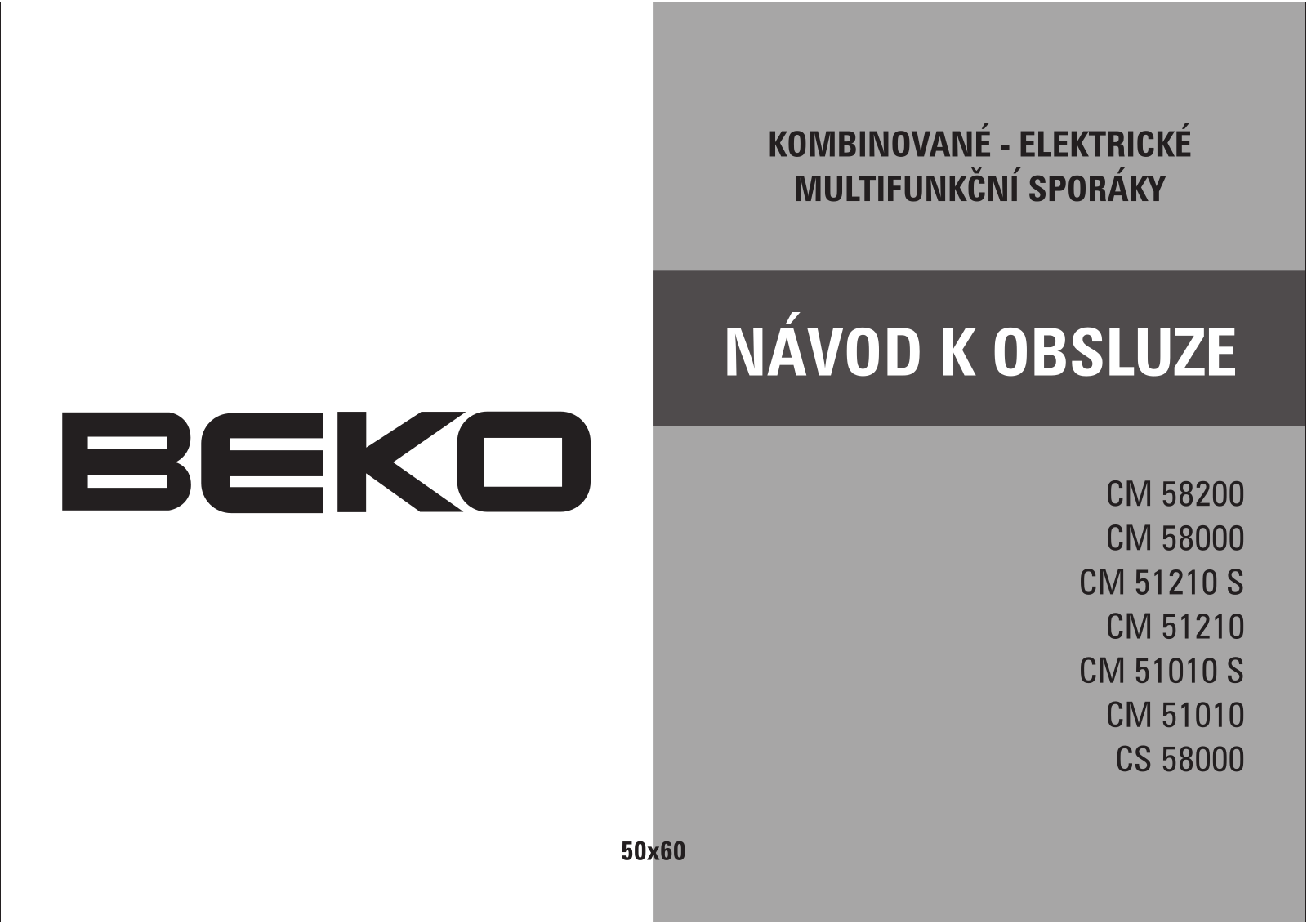 BEKO CM51210S, CM51010S, CM58200, CS58000, CM 51020 S Manual