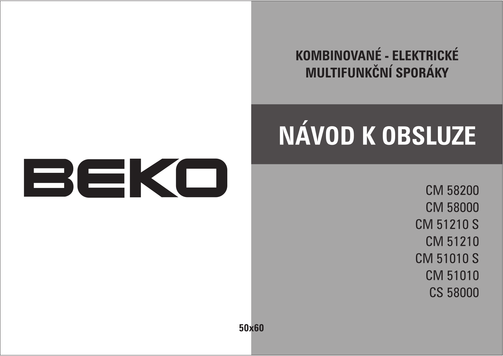 BEKO CM51210S, CM51010S, CM58200, CS58000, CM 51020 S User Manual