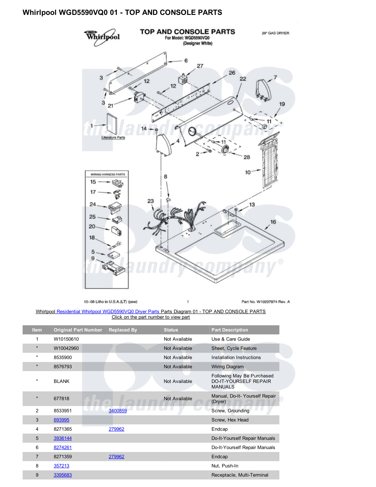 Whirlpool WGD5590VQ0 Parts Diagram