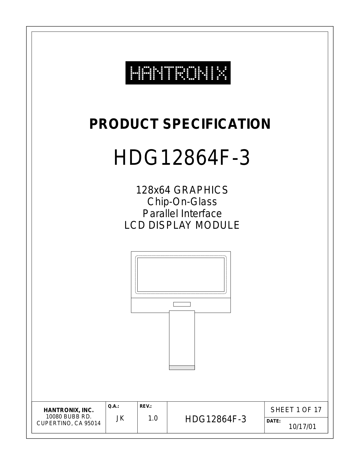 HANTRONIX HDG12864F-3 Datasheet