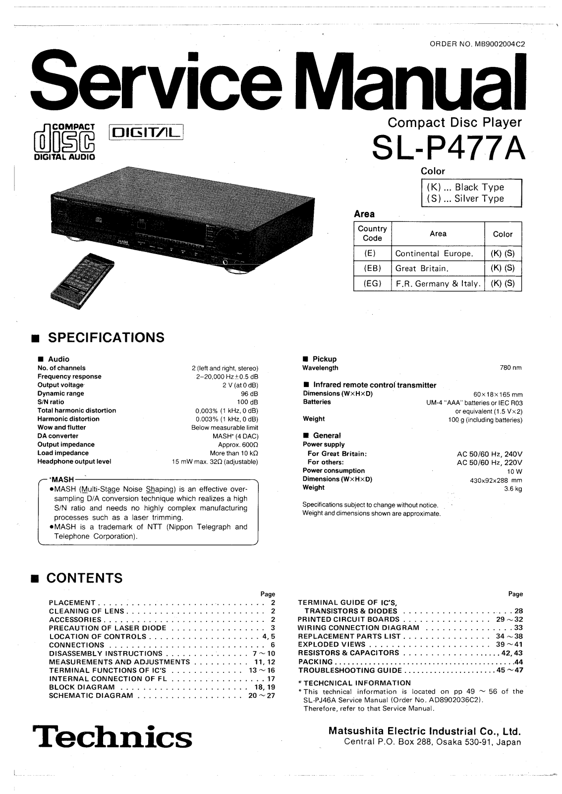 Technics SL-P477A Service Manual