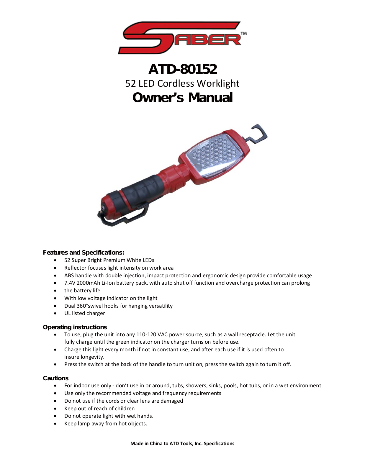 ATD Tools ATD-80152 User Manual