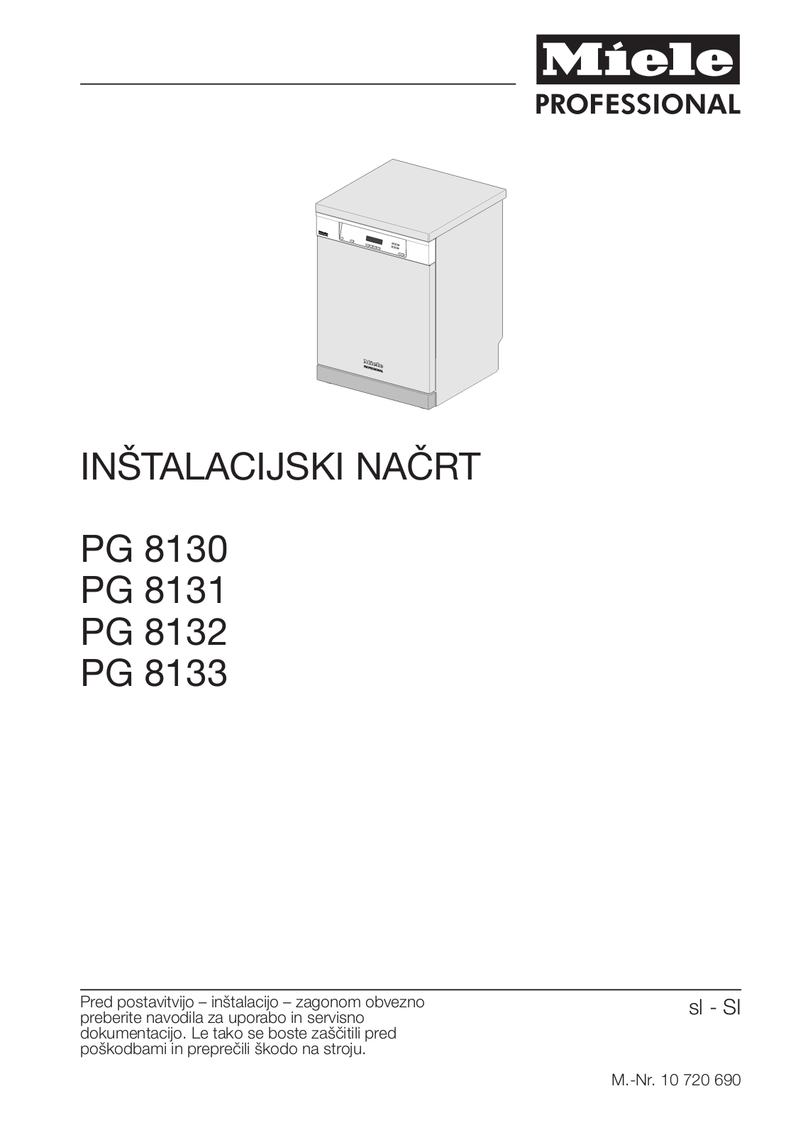 Miele PG 8130, PG 8131, PG 8132, PG 8133 Installation plan