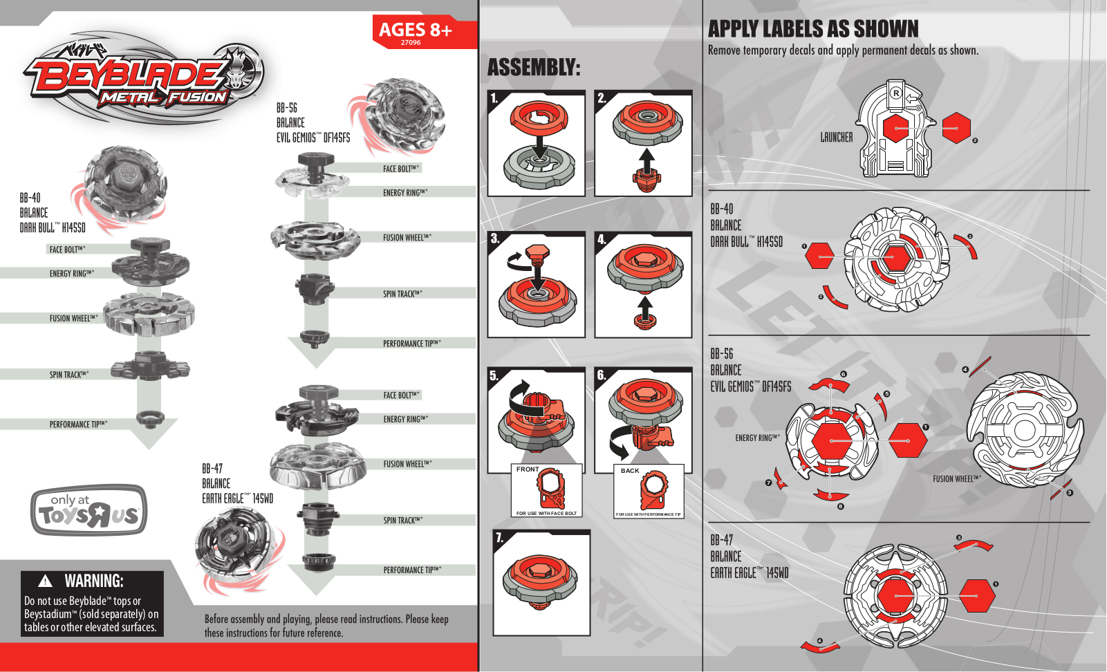 HASBRO Beyblade Metal Fusion Dark Bull-Earth Eagle-Evil User Manual