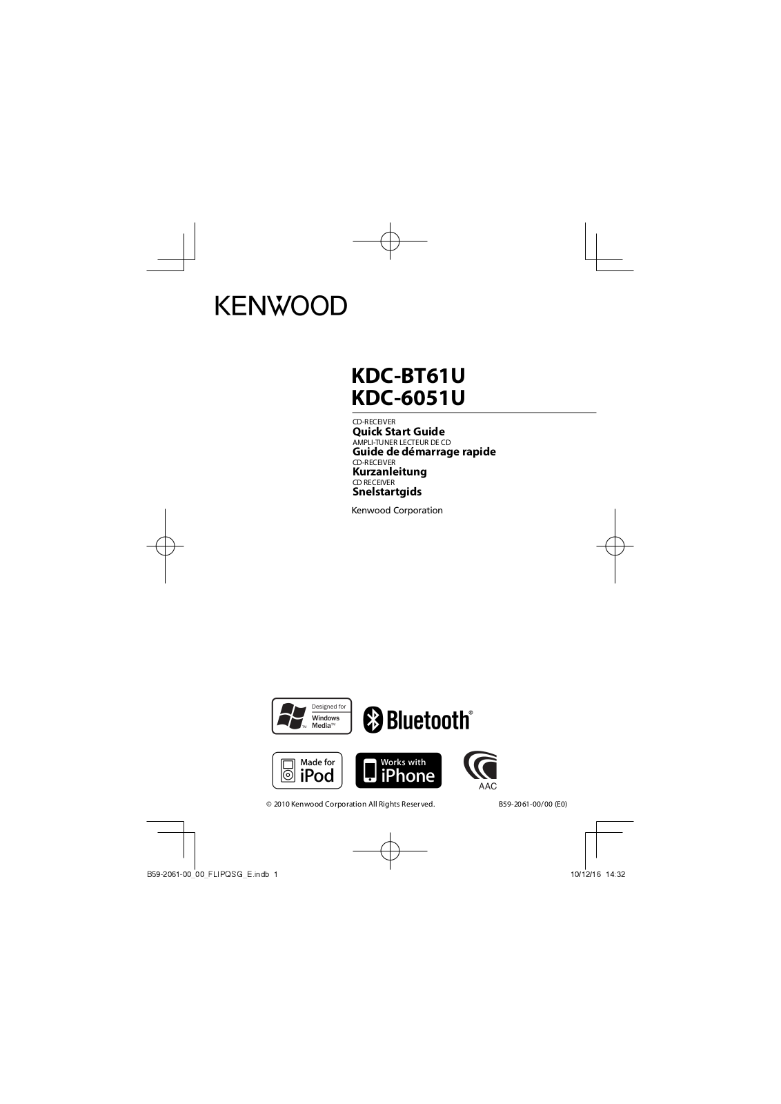 KENWOOD KDC-6051U, KDC-BT61U User Manual