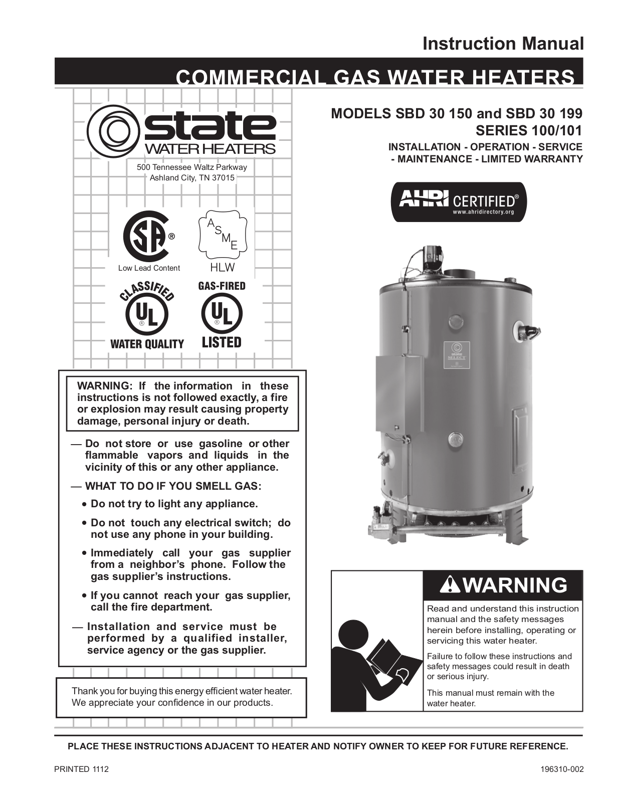 State SBD 30 199 Installation  Manual