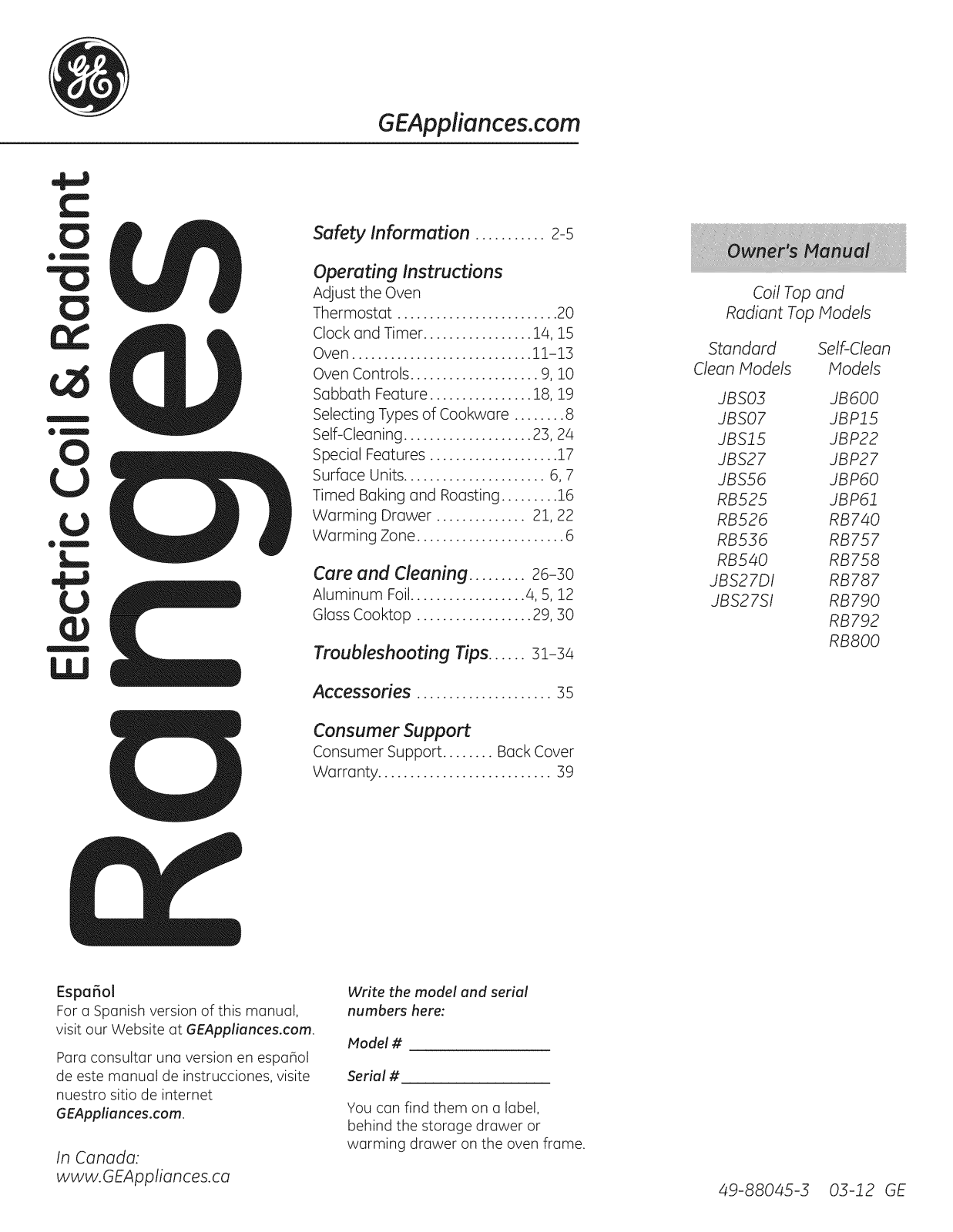 Hotpoint RB792SR2SA, RB792SR1SA, RB792DR2WW, RB792DR1WW, RB790SR2SA Owner’s Manual