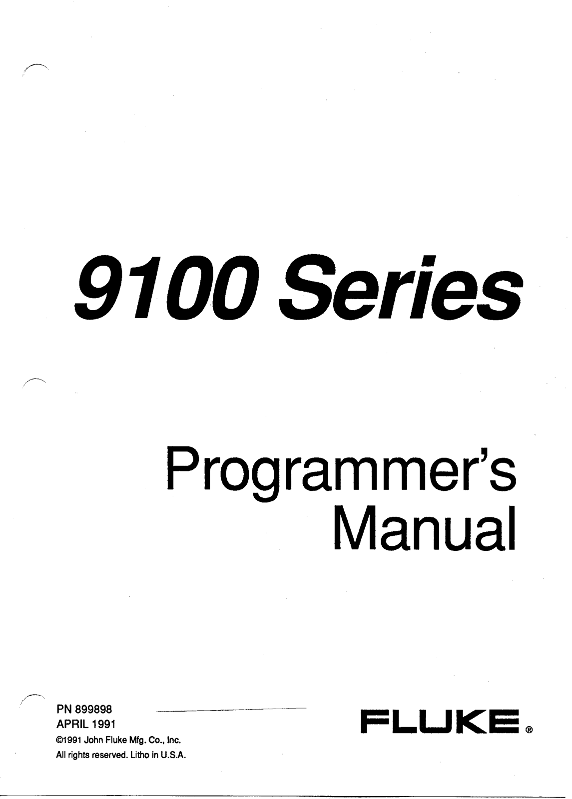 Fluke 9105FT, 9105A, 9100FT, 9100A User Manual