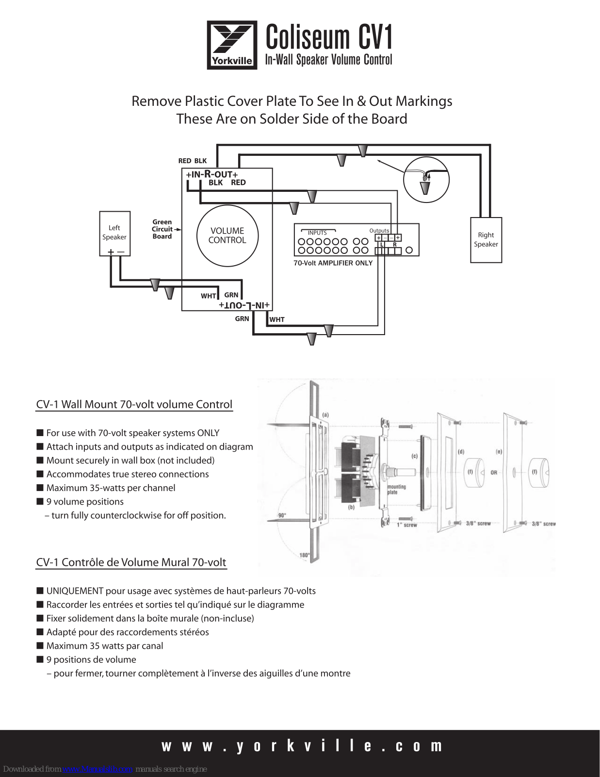 YORKVILLE CV-1 User Manual