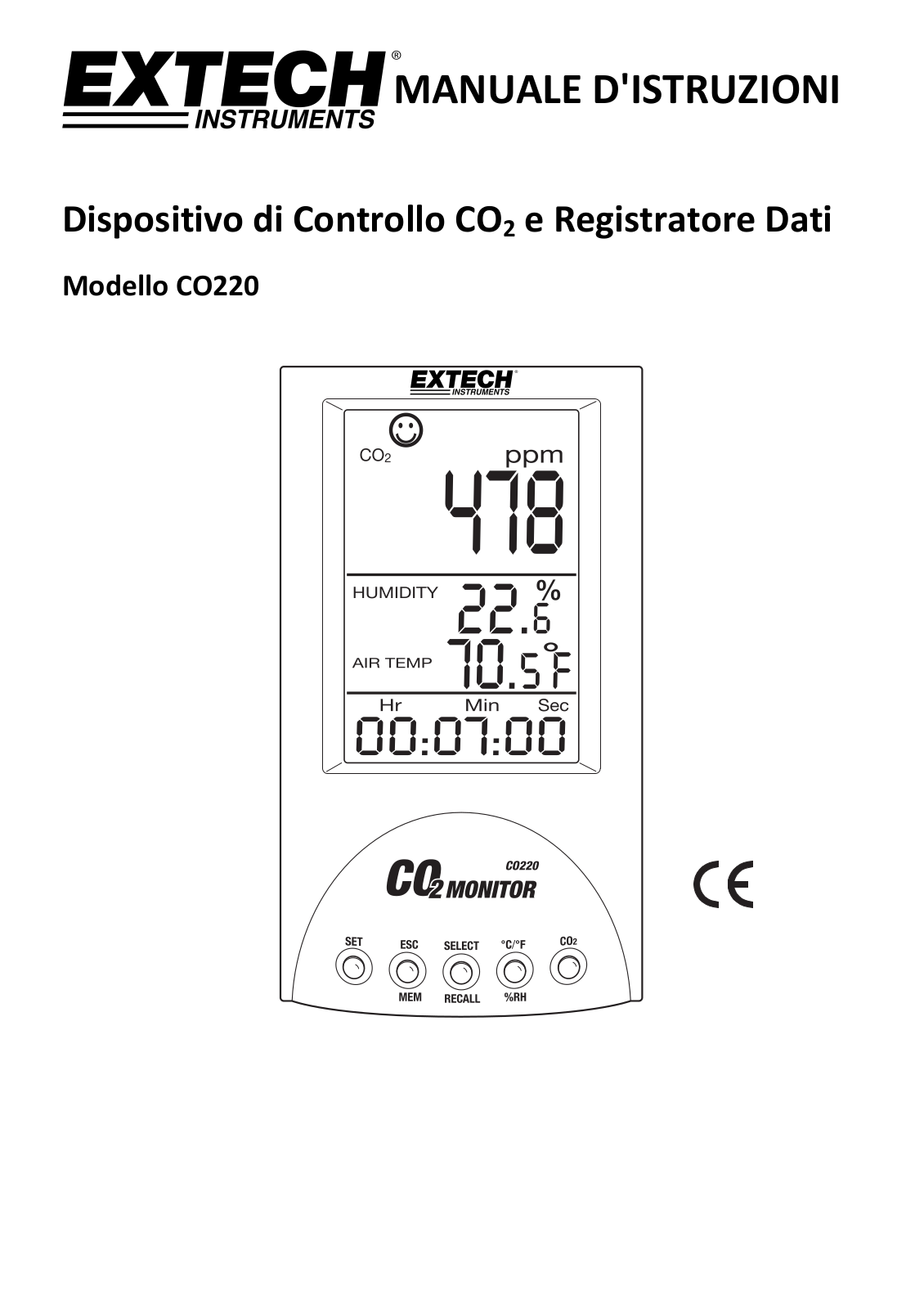 Extech CO220 User guide