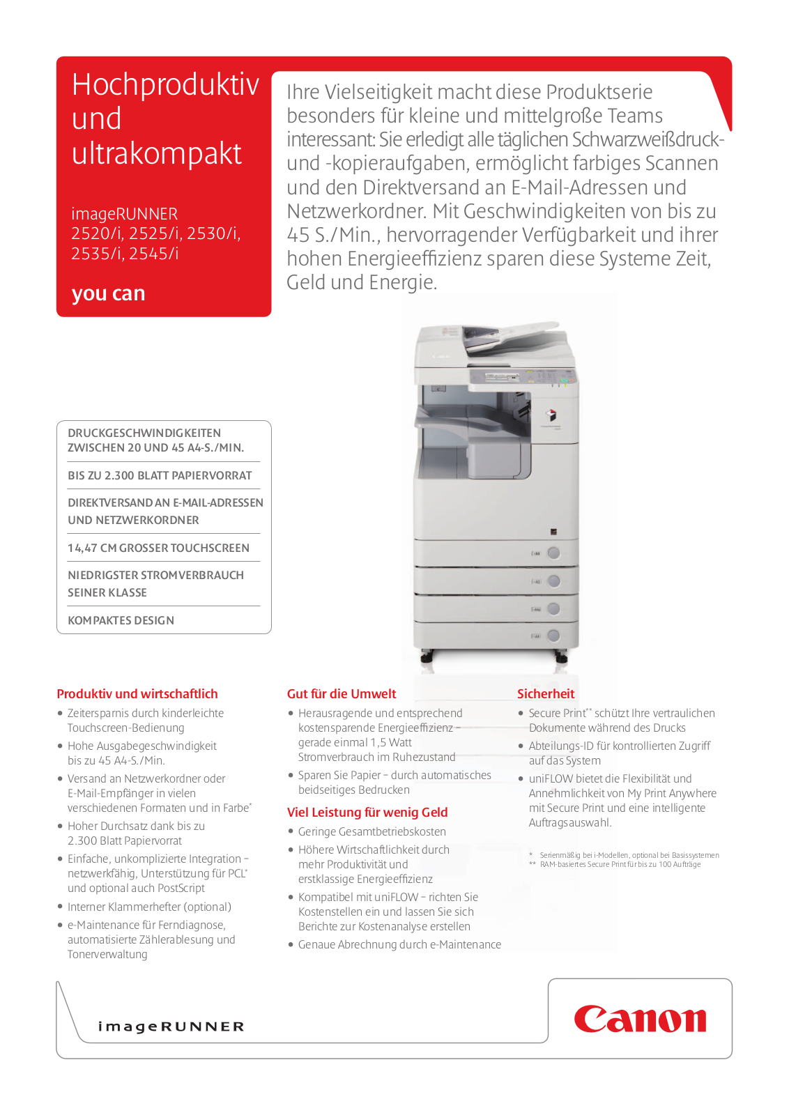 Canon imageRUNNER2520, imageRUNNER2520i, imageRUNNER2525, imageRUNNER2525i, imageRUNNER2530 BROCHURE