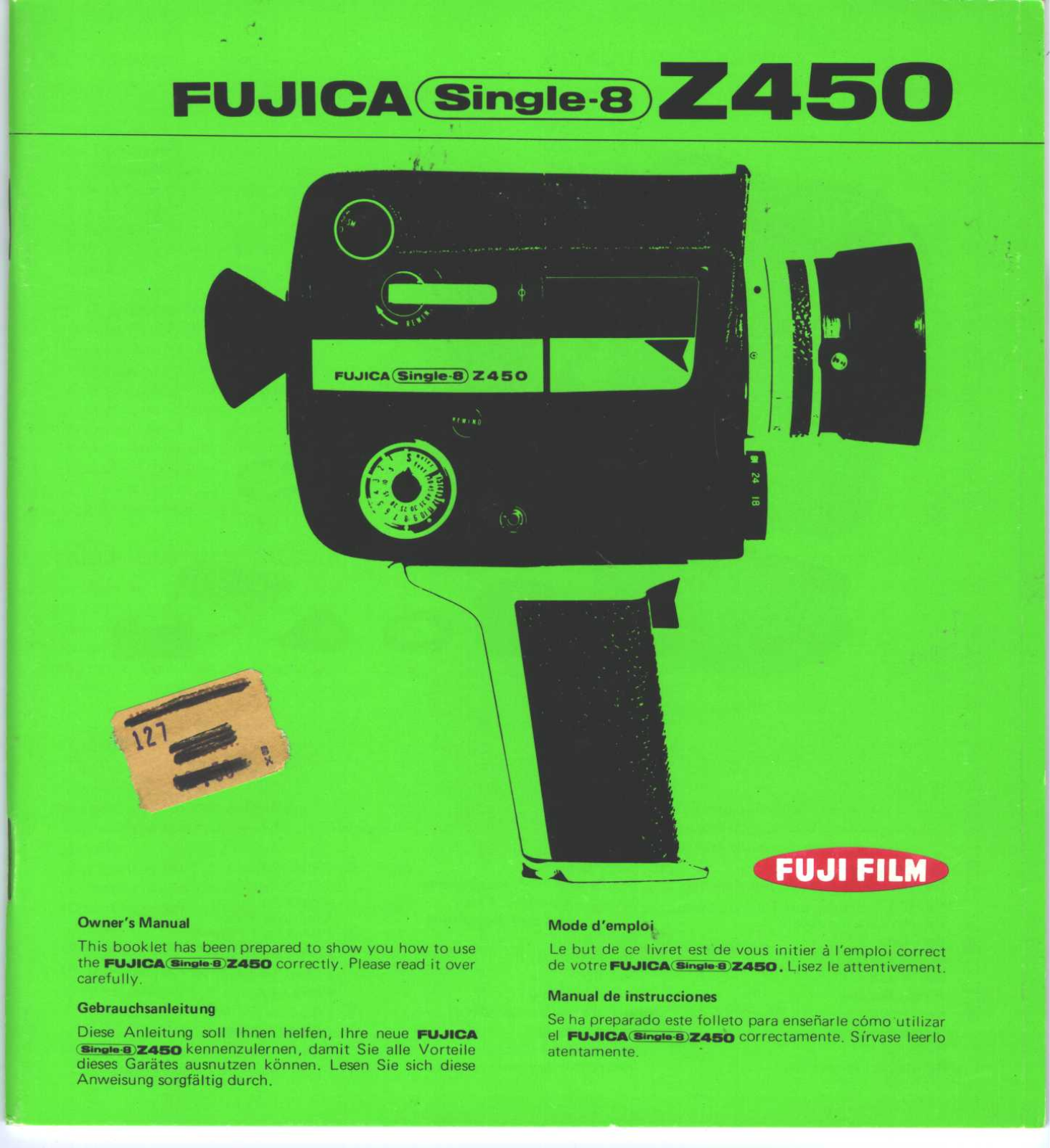 Fujifilm Fujica Z450 Owner's Manual