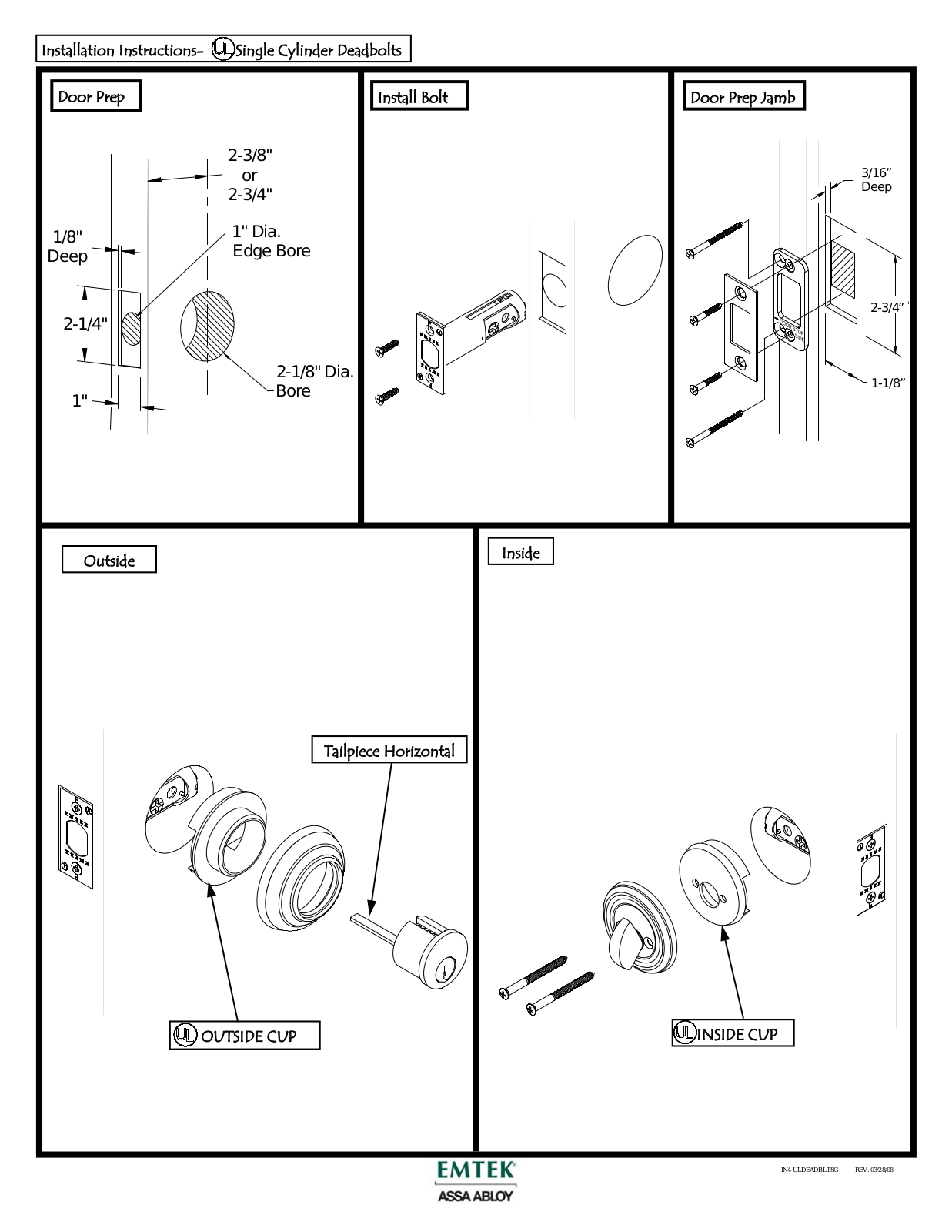 Emtek UL-Listed Deadbolt User Manual