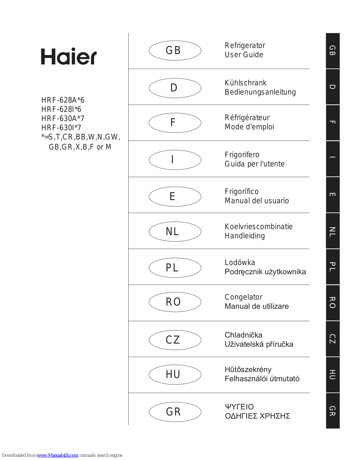 Haier HRF-628AT6, HRF-630AS7, HRF-630AT7, HRF-630IT7, HRF-628ACR6 User Manual