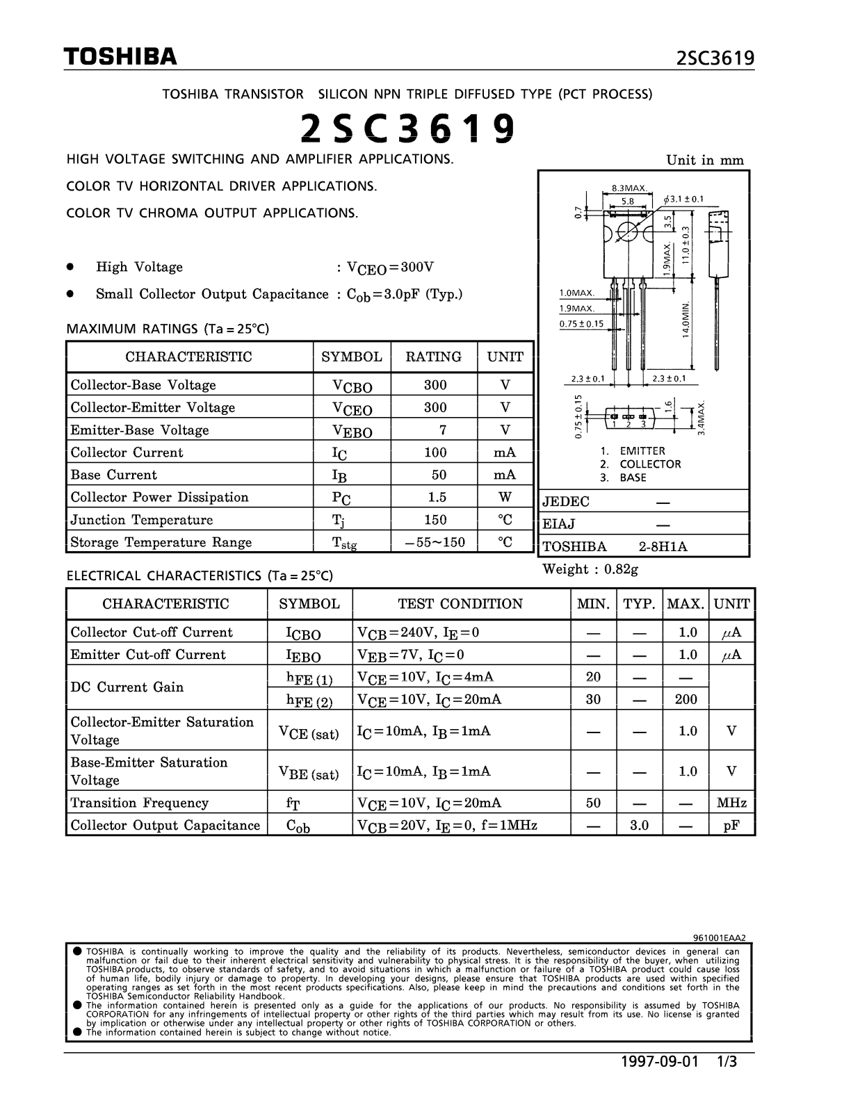 Toshiba 2SC3619 Datasheet