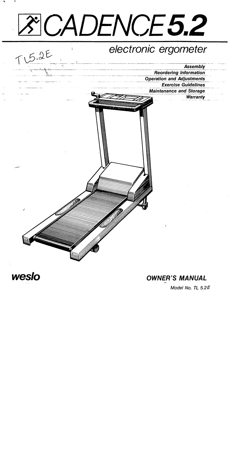 Weslo TL5.2E Owner's Manual