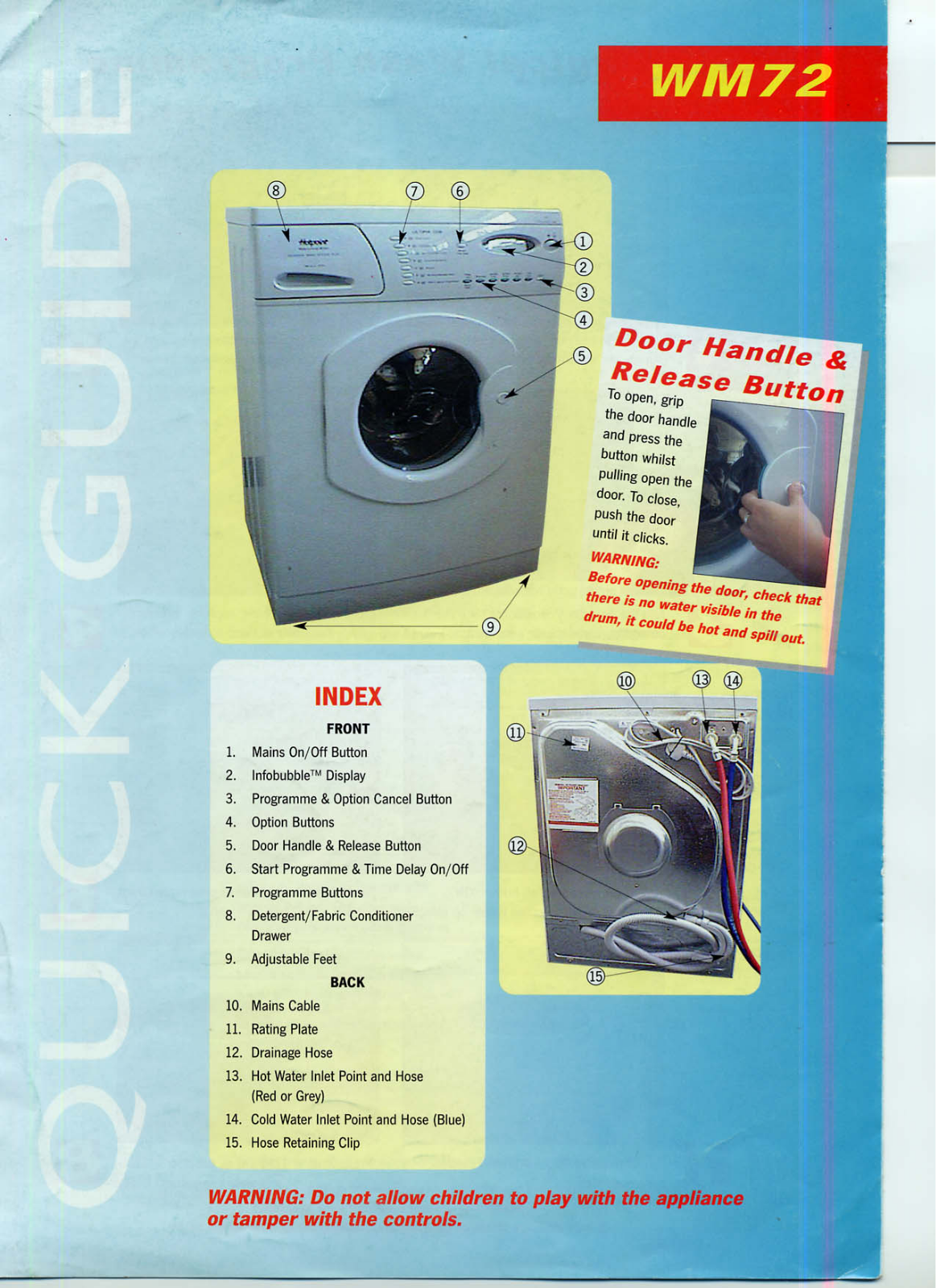 Hotpoint WM72 Quick Guide