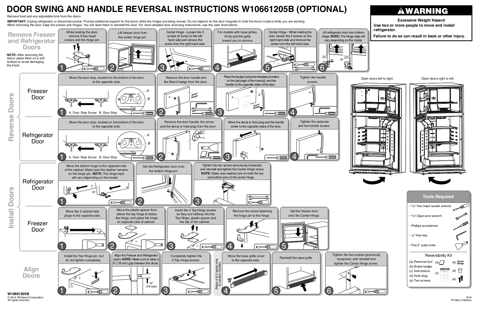 Whirlpool W10661205B Installation Instructions