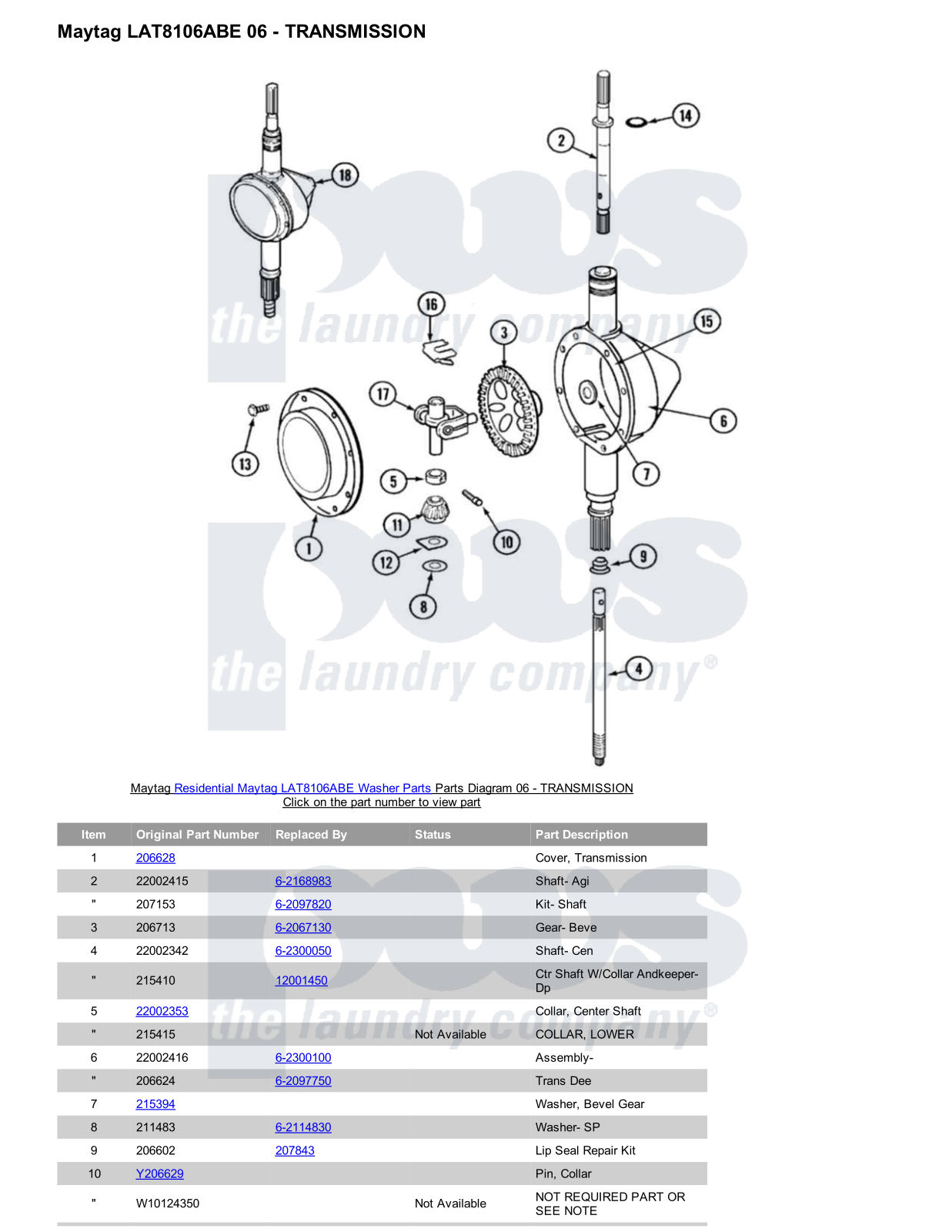 Maytag LAT8106ABE Parts Diagram