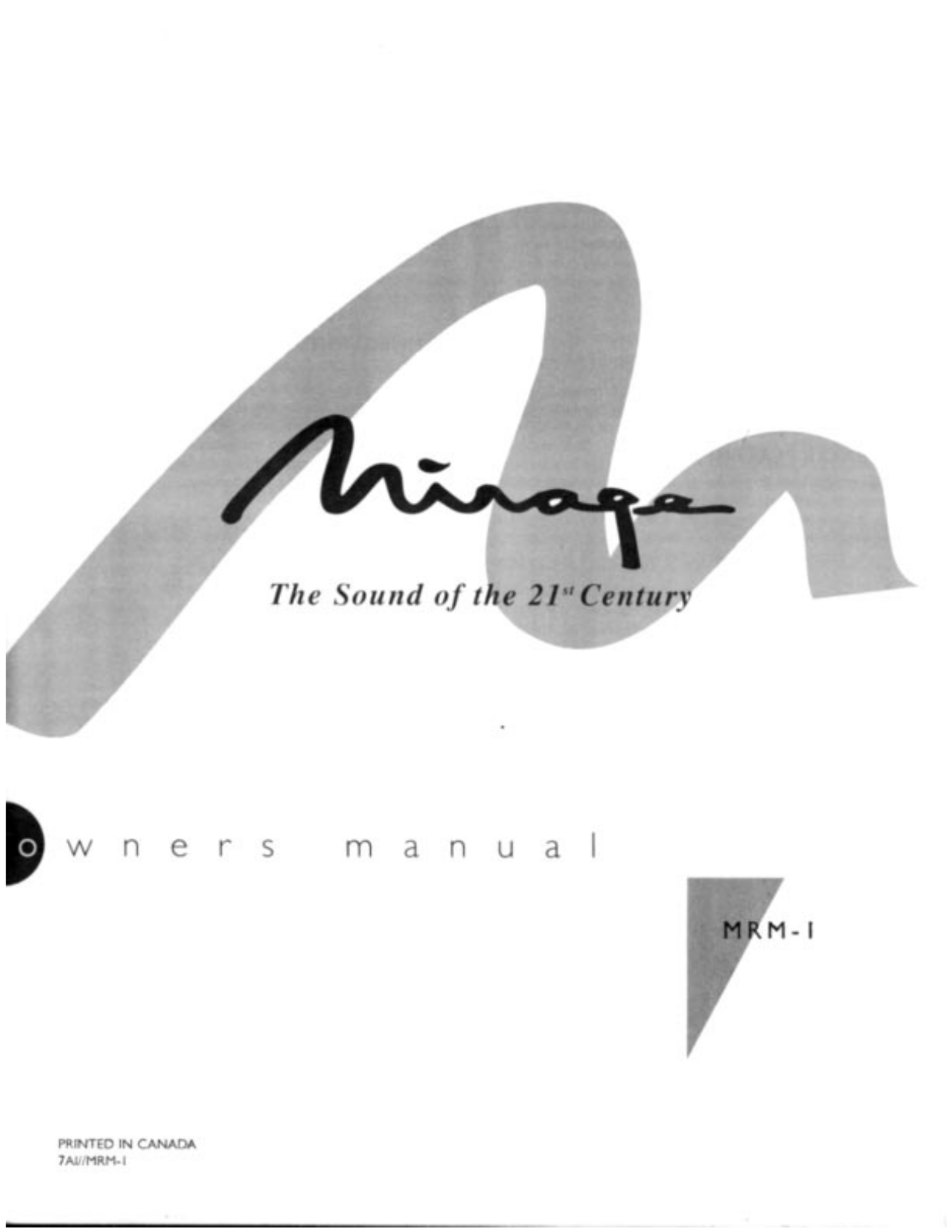 Mirage Speakers MRM1 User Manual