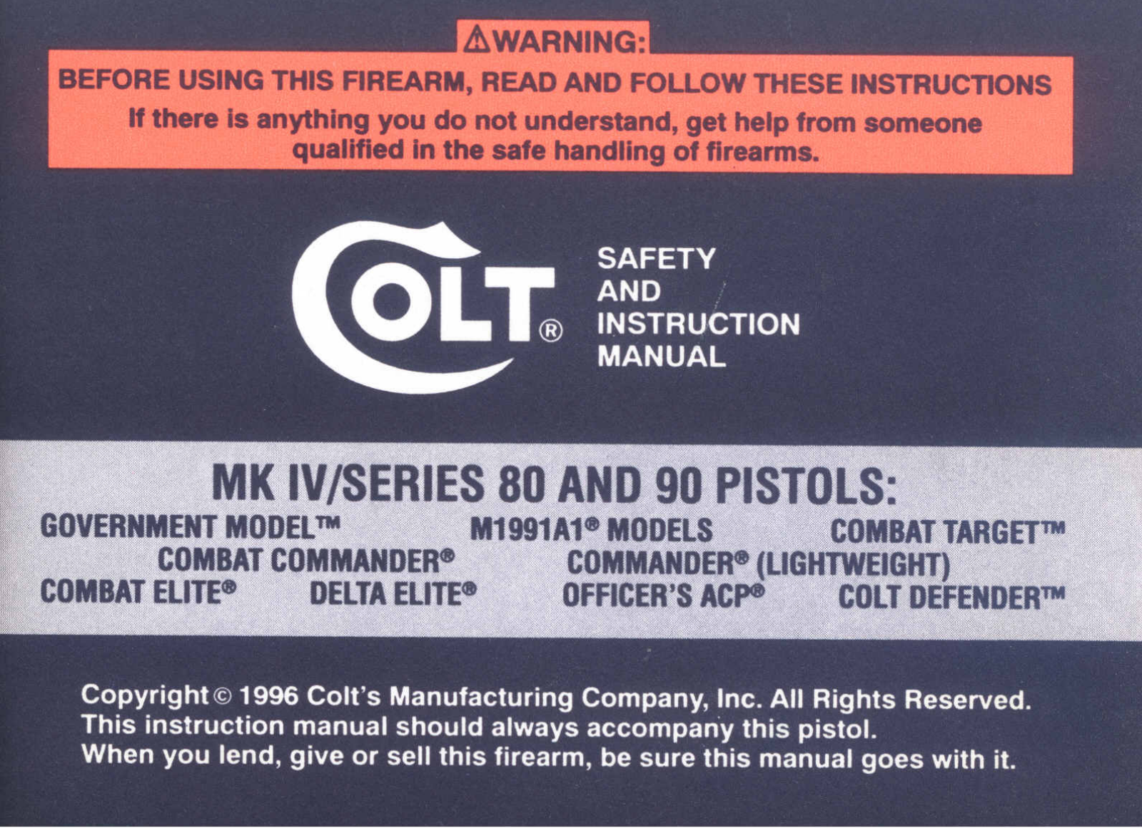 colt mkiv 80, mkiv 90 User Guide - ManualMachine.com
