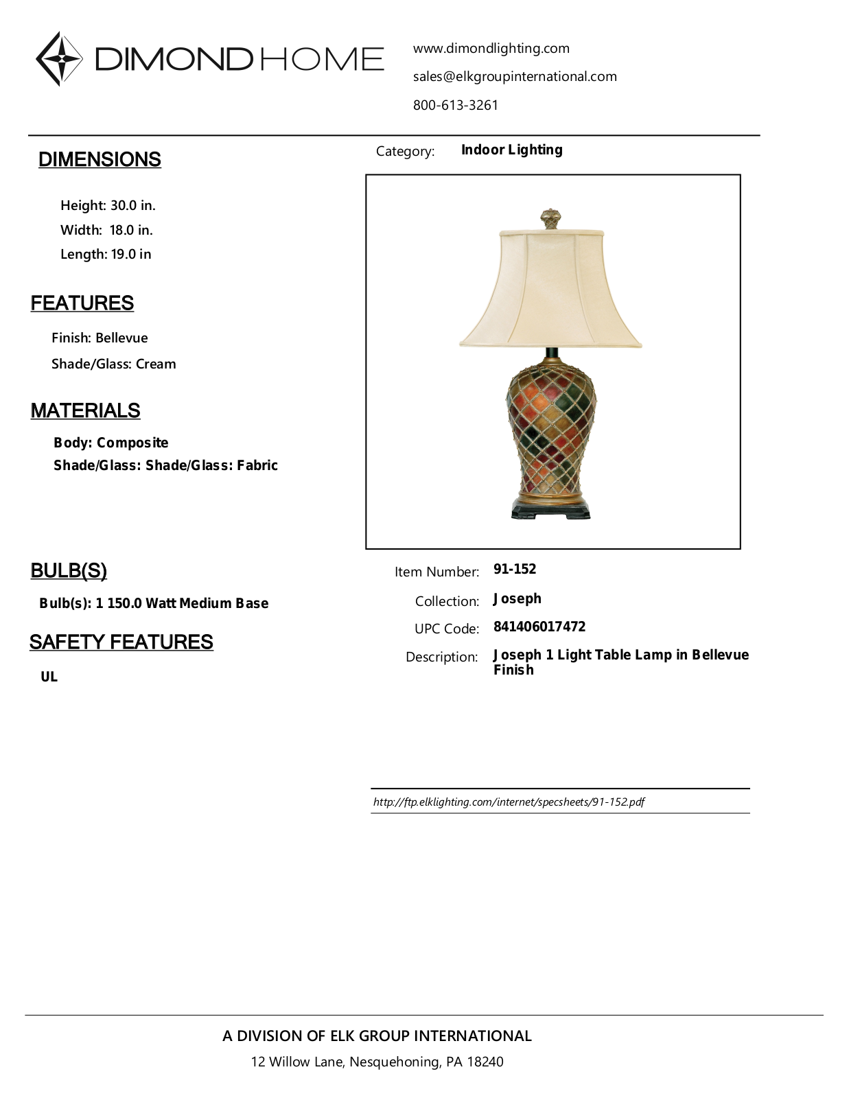 ELK Home 91152 User Manual