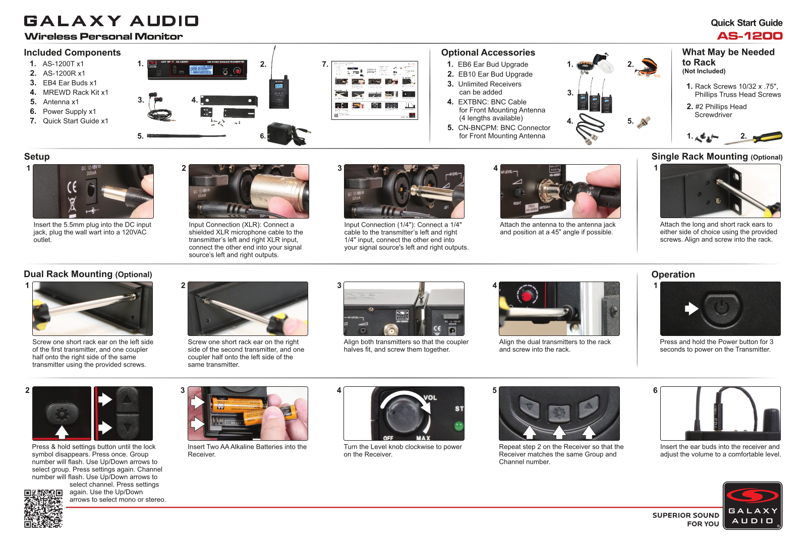 Galaxy Audio AS-1200RD Quick Start Guide - ManualMachine.com