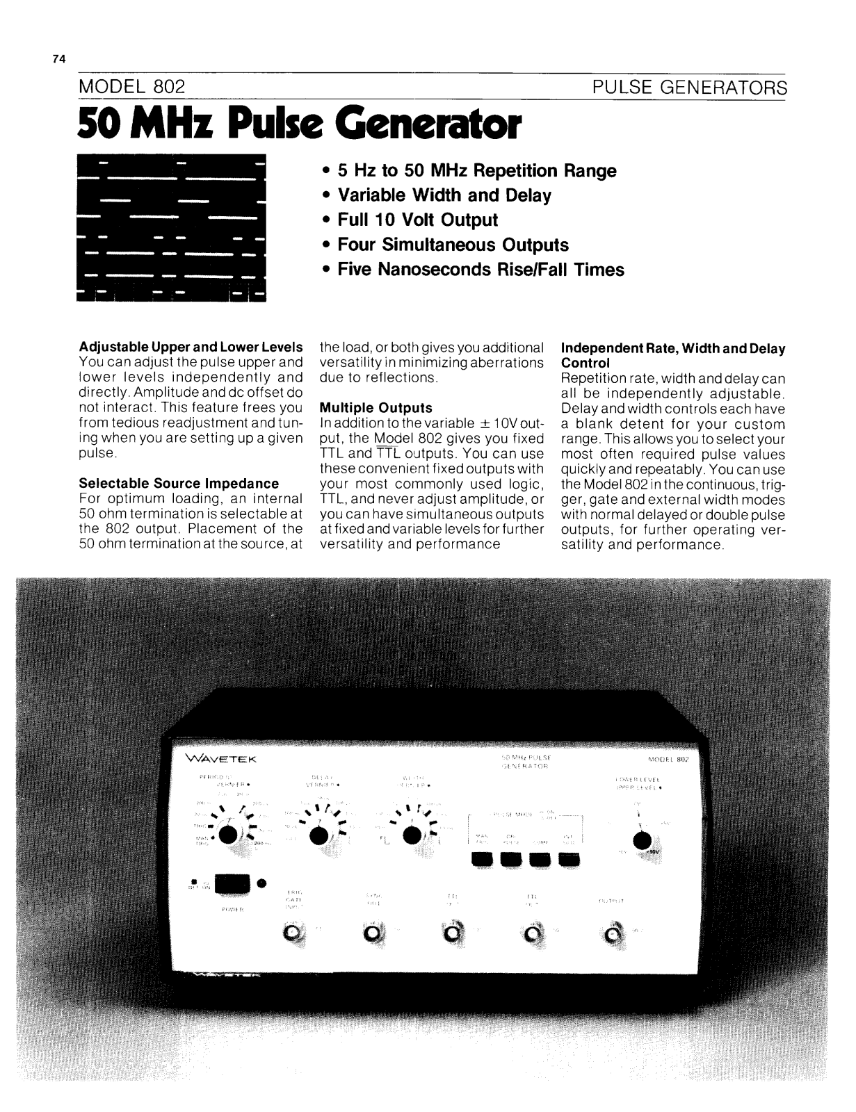 Wavetek 802 Datasheet