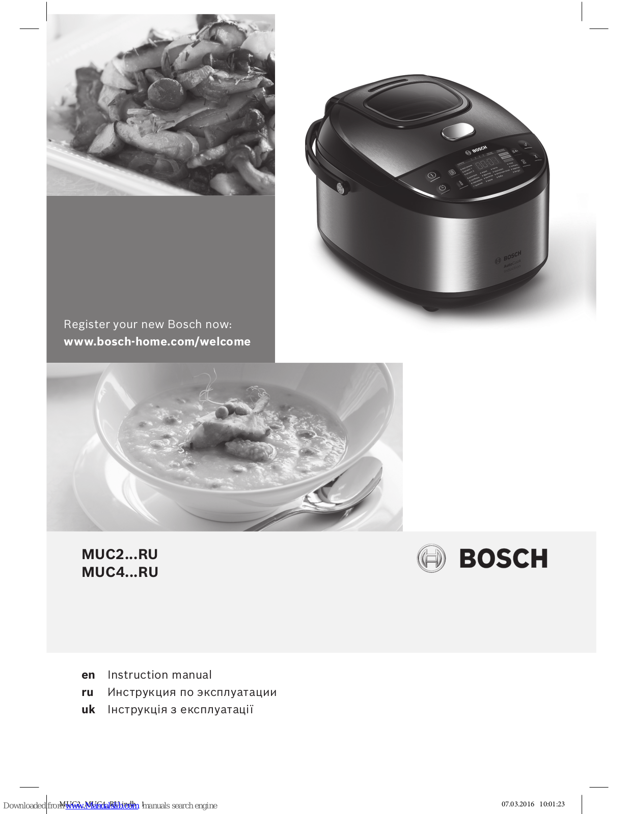 Bosch MUC2...RU, MUC4...RU Instruction Manual