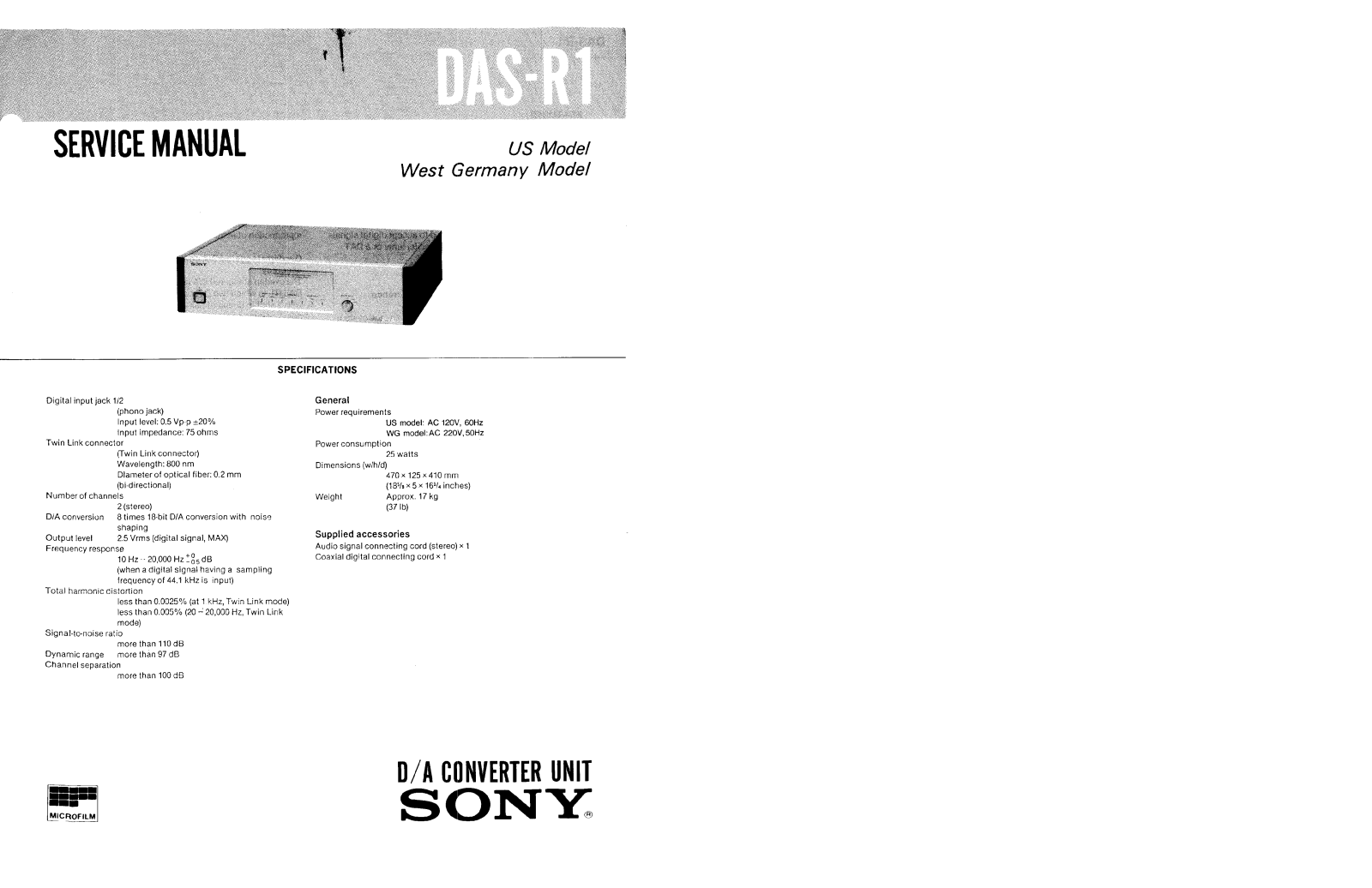 Sony DAS-R1 Service Manual