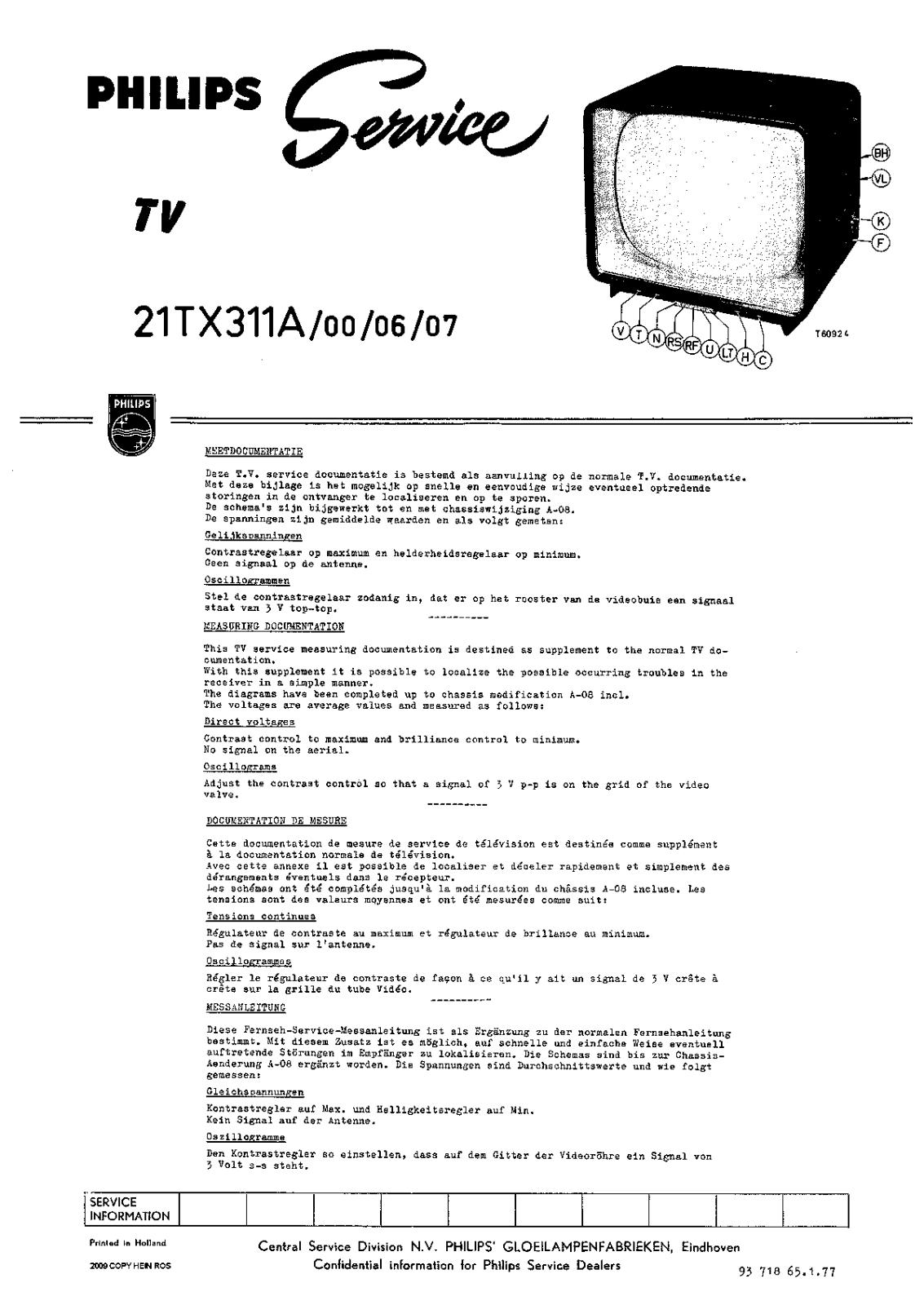 Philips 21-TX-311-A Service Manual