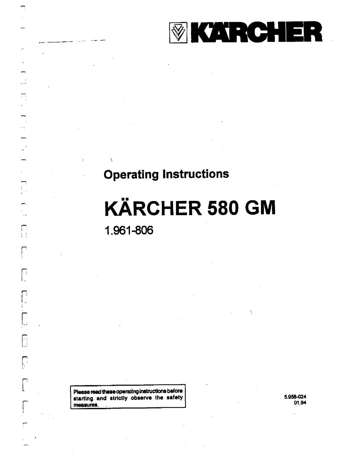 Karcher K 580 GM User Manual