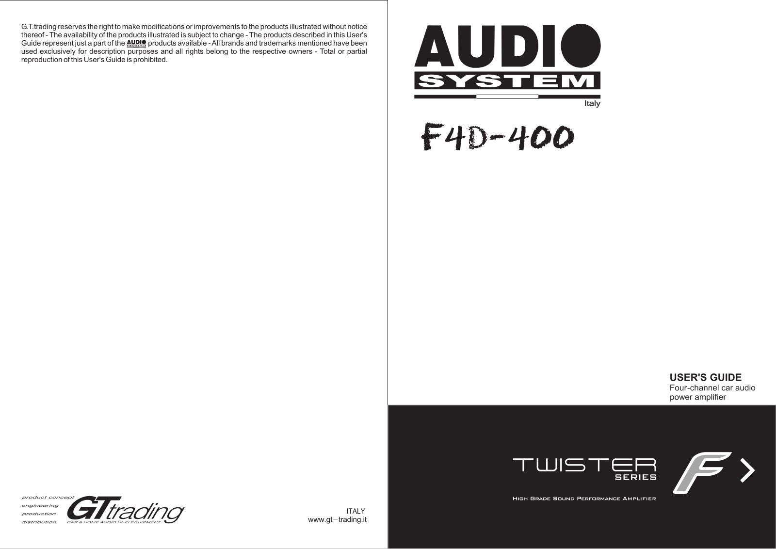 Audio System F4D400 User guide - ManualMachine.com