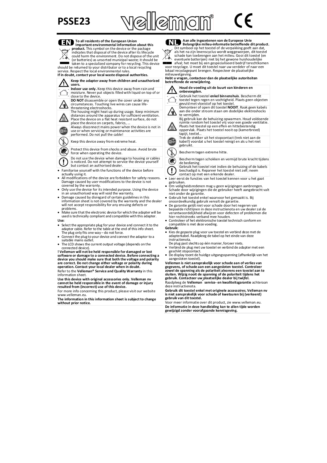 Velleman PSSE23 User Manual