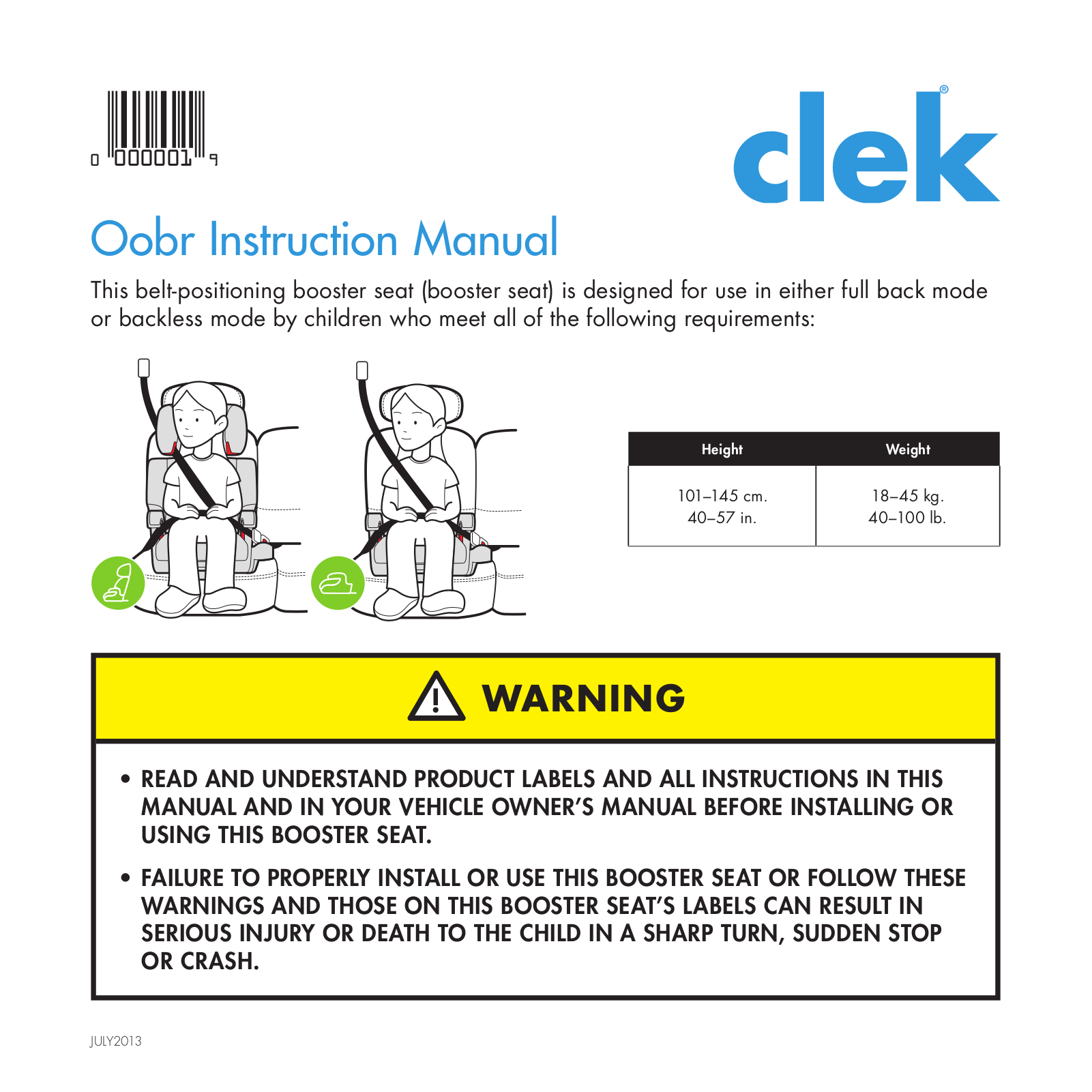 Clek Oobr User Manual