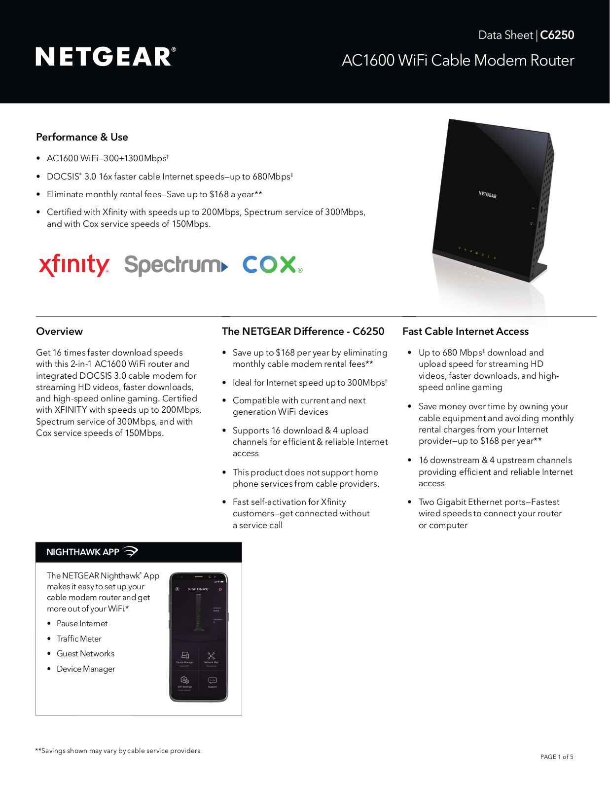 Netgear C6250 Data Sheet