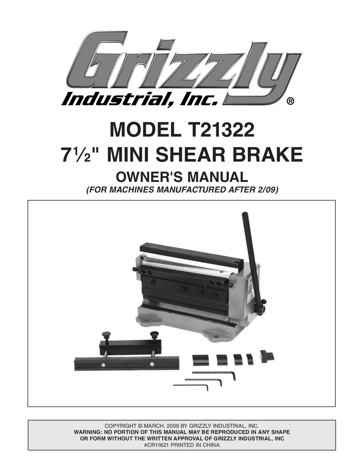 Grizzly T21322 User Manual