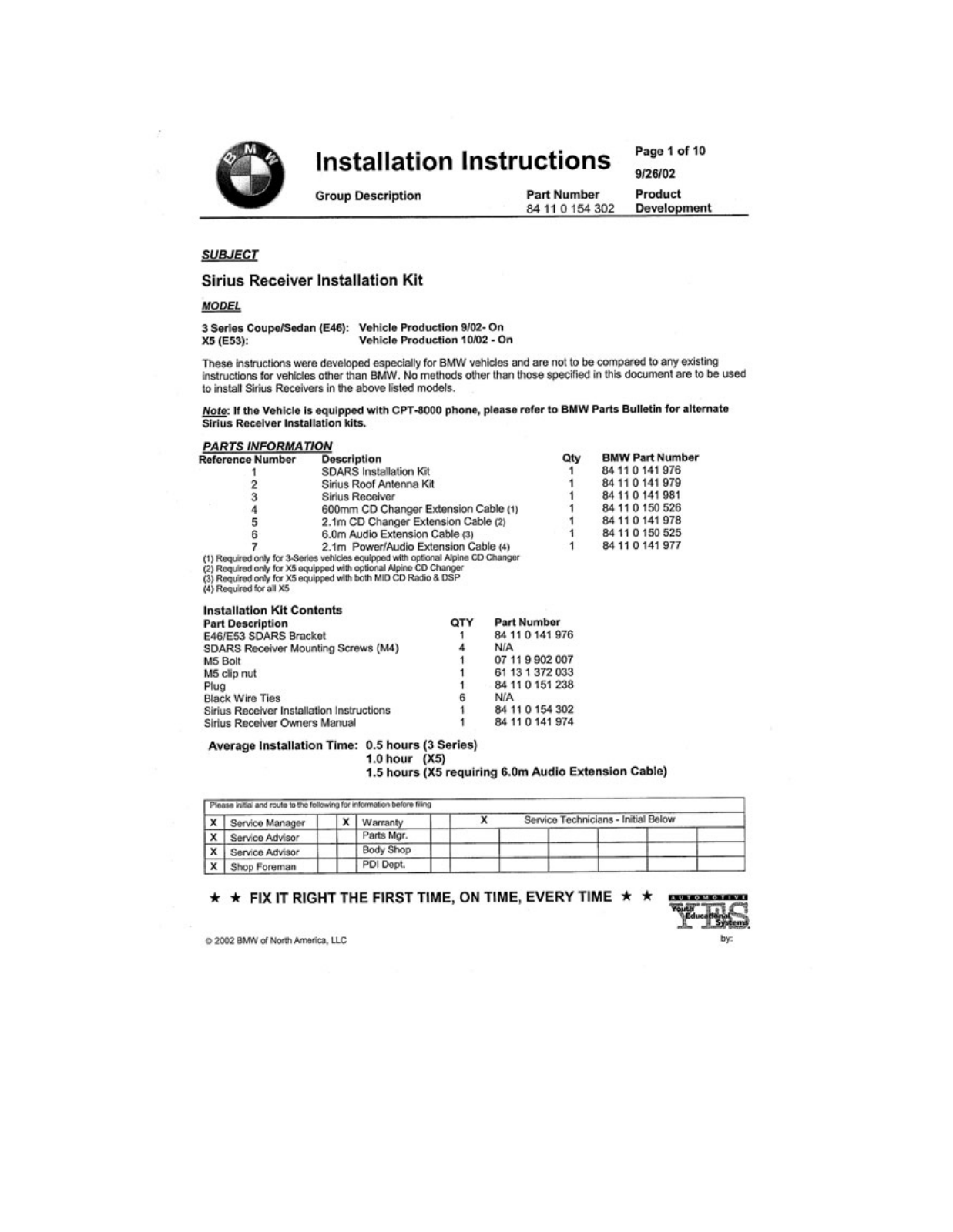 BMW 3-Series E46, X5 E53 Owner's Manual