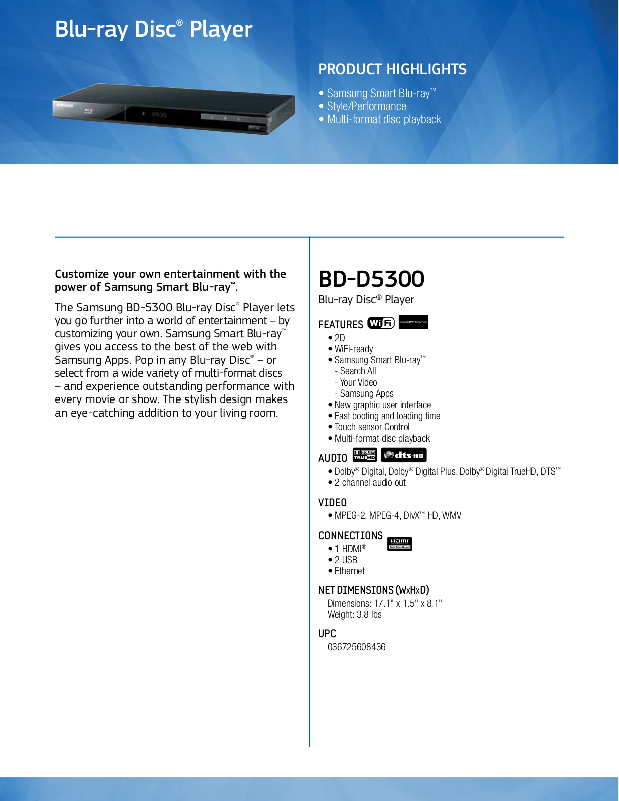 Samsung BD-D5300 User Manual 2