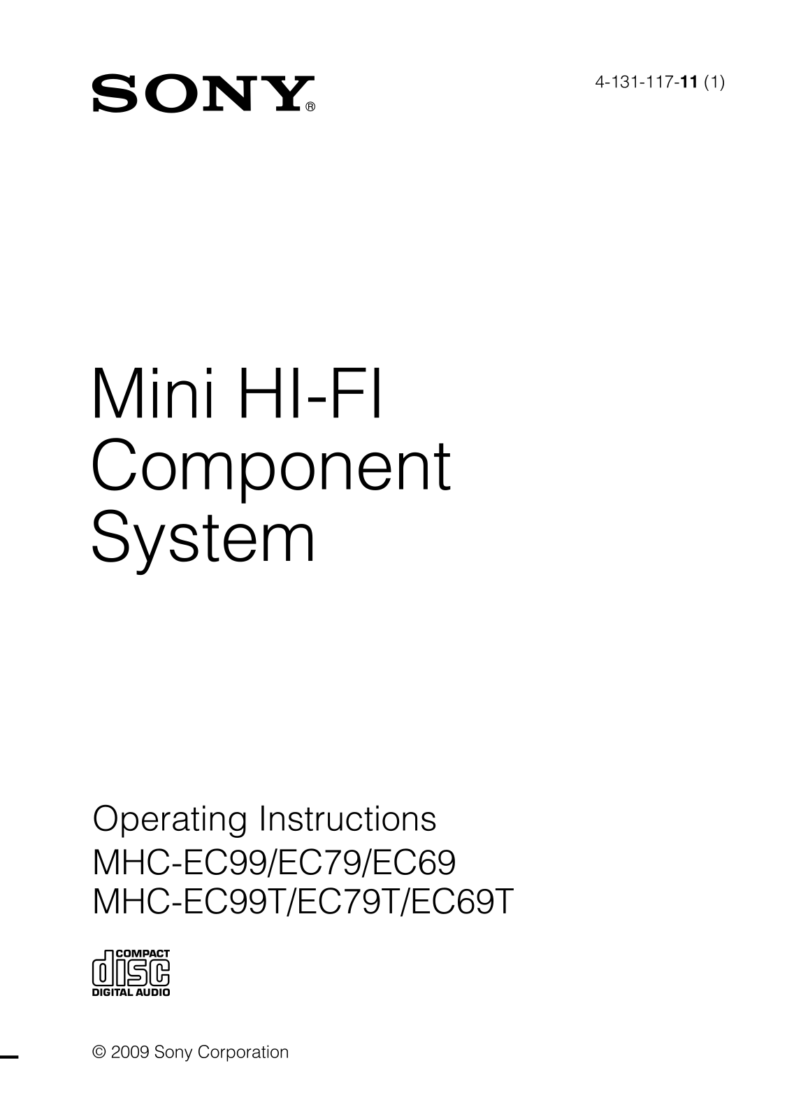 Sony MHC-EC79, MHC-EC79T, MHC-EC99T, MHC-EC99, MHC-EC69T Operating Manual